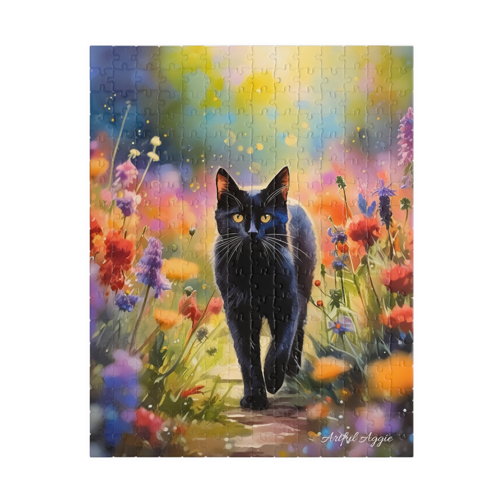 Jigsaw Puzzle - Black Cat Garden Scene