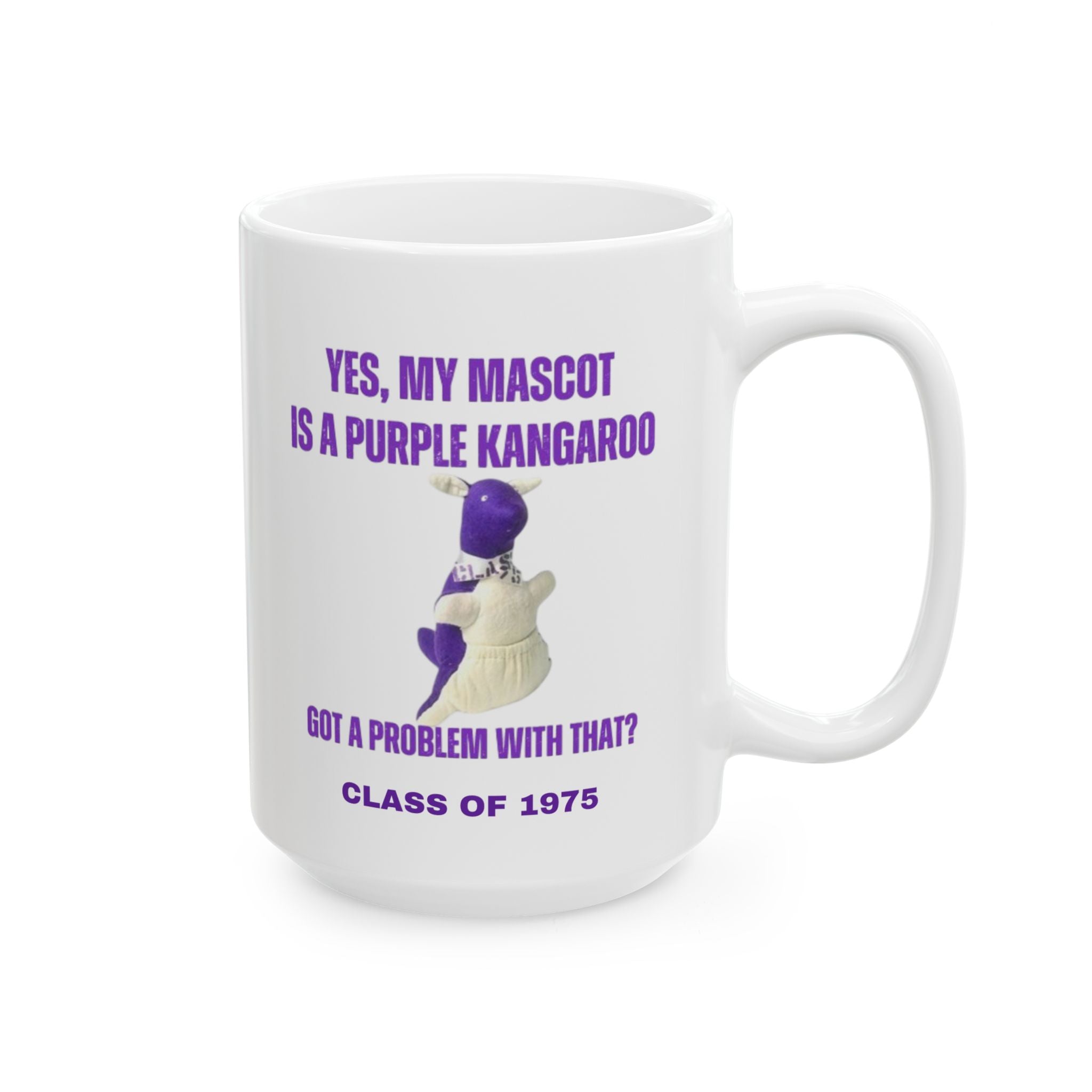 LWHS 1975 Purple Kangaroo Mascot Ceramic Mug – A Fun, Quirky Tribute to Your KANGS Spirit! Fun Gift for Friends, Humor Mug, Unique Coffee Cup for Celebrations, Quirky Drinkware, Office Humor