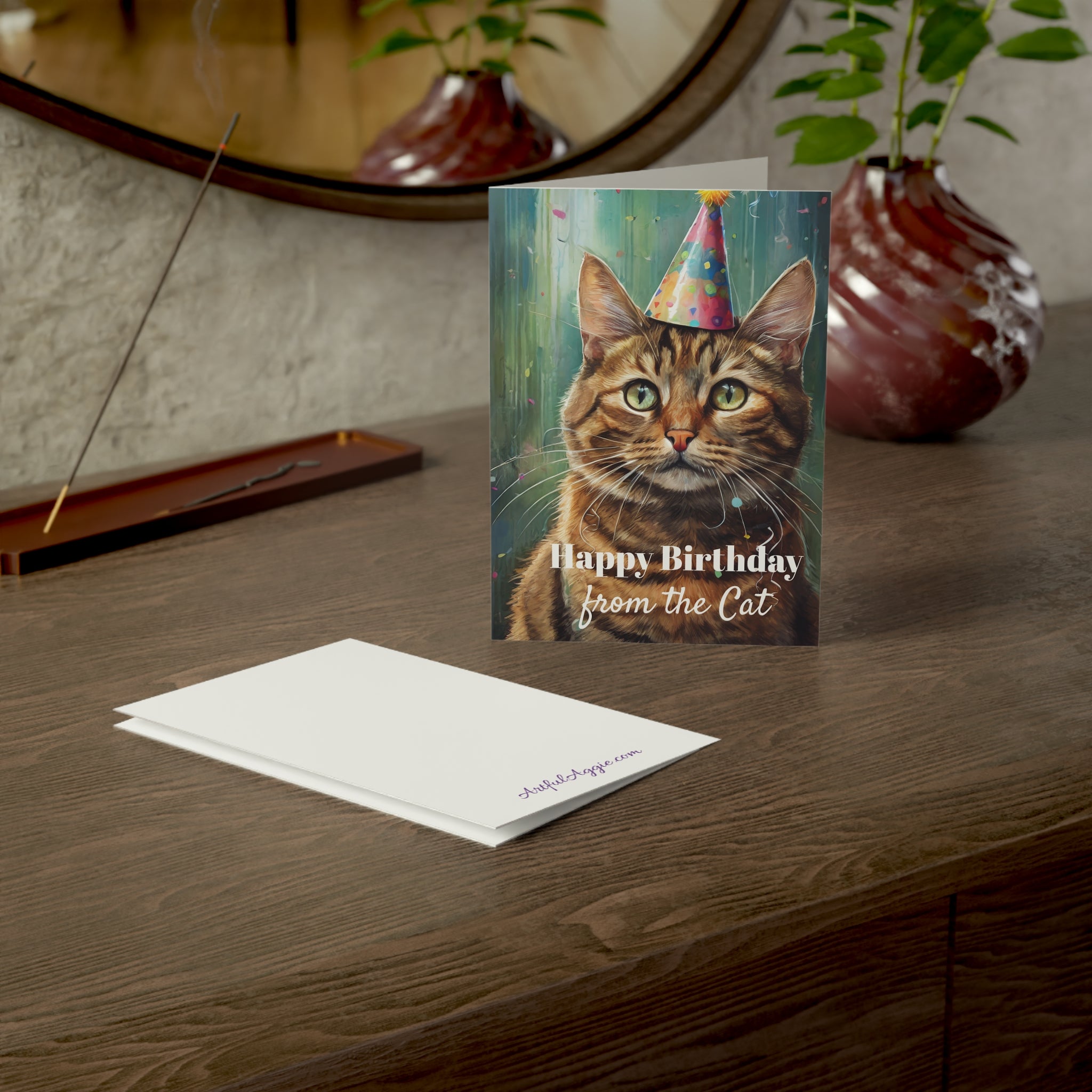 Greeting Card - Funny Happy Birthday Card from the Cat, Tabby