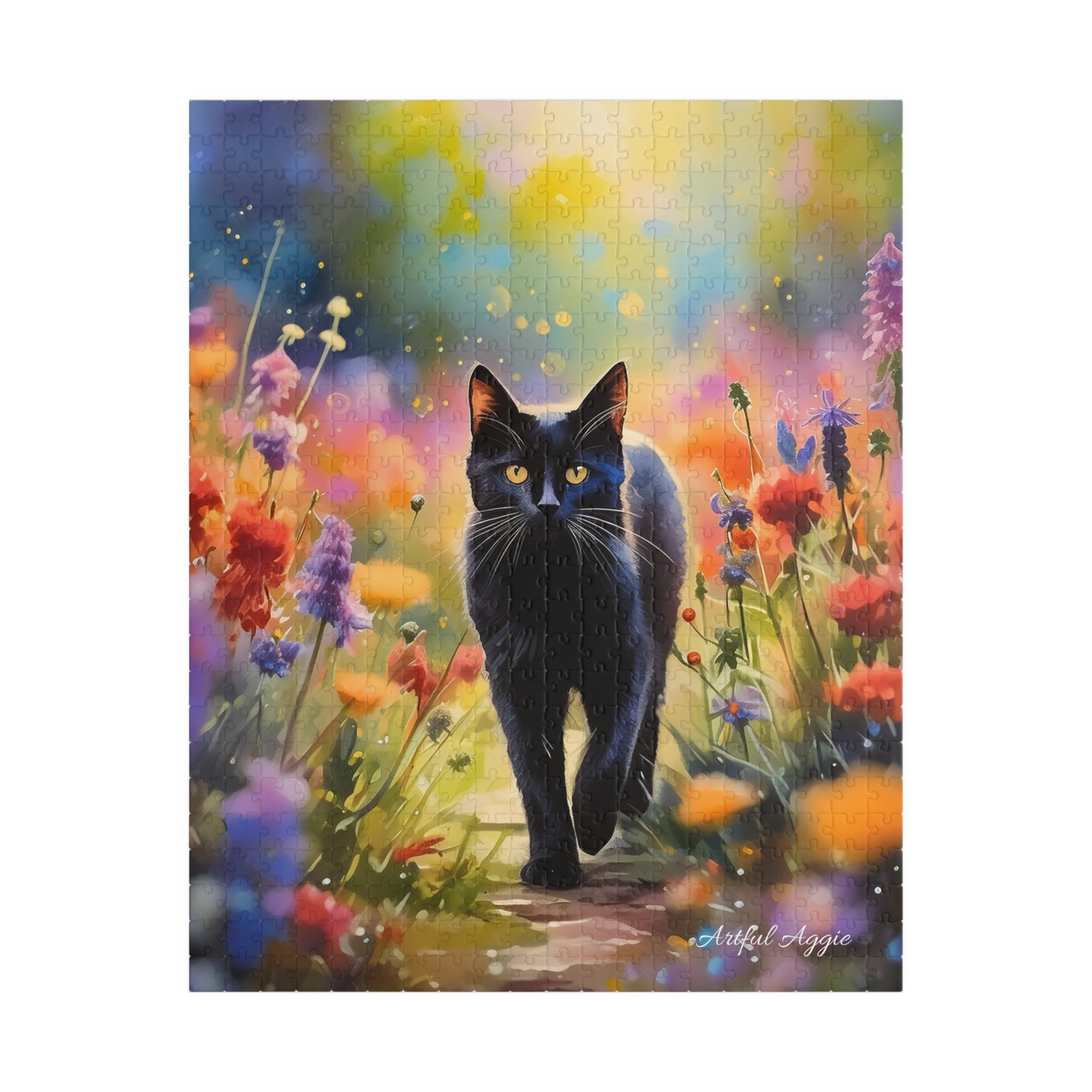 Jigsaw Puzzle - Black Cat Garden Scene