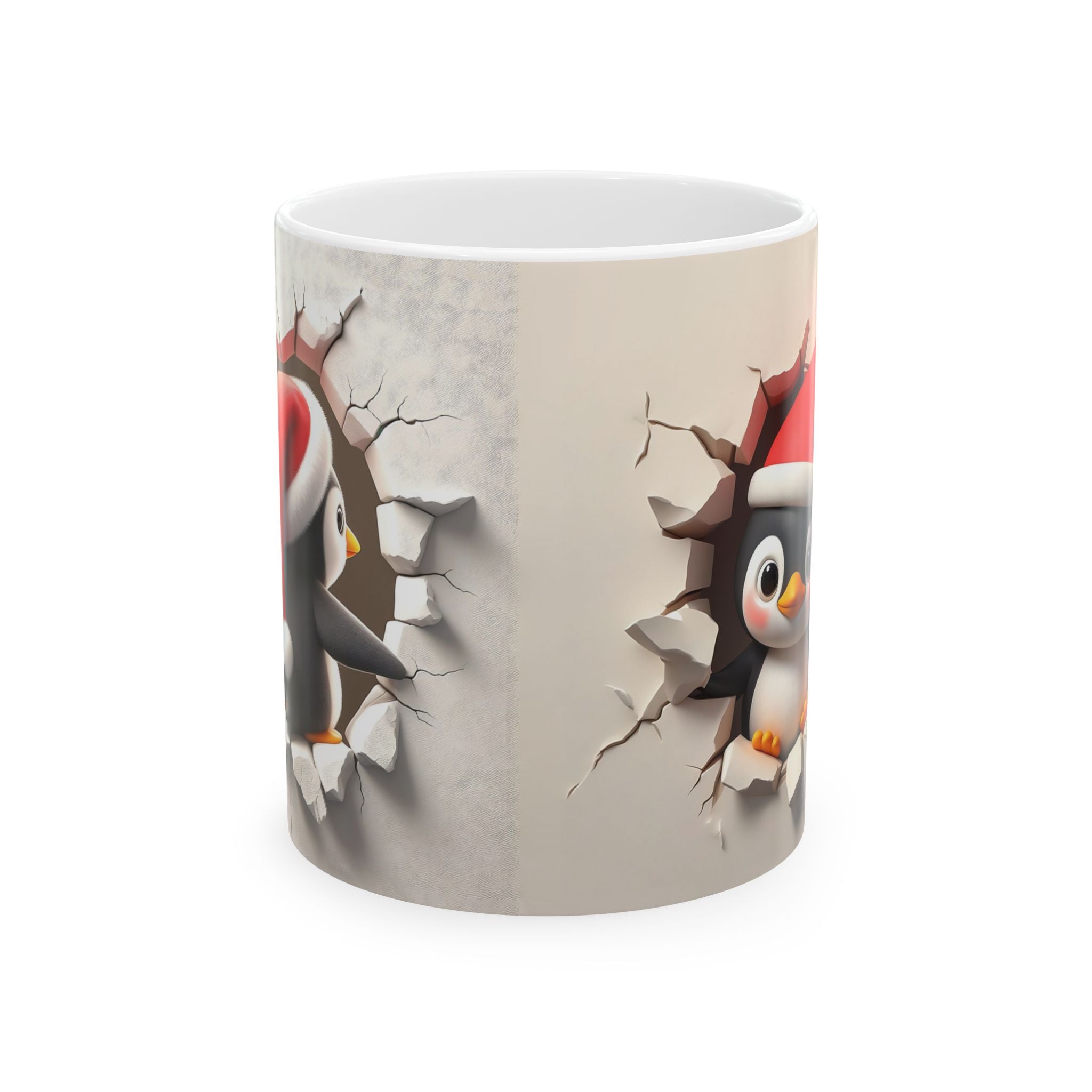 Funny Christmas Penguin Mug 3-D