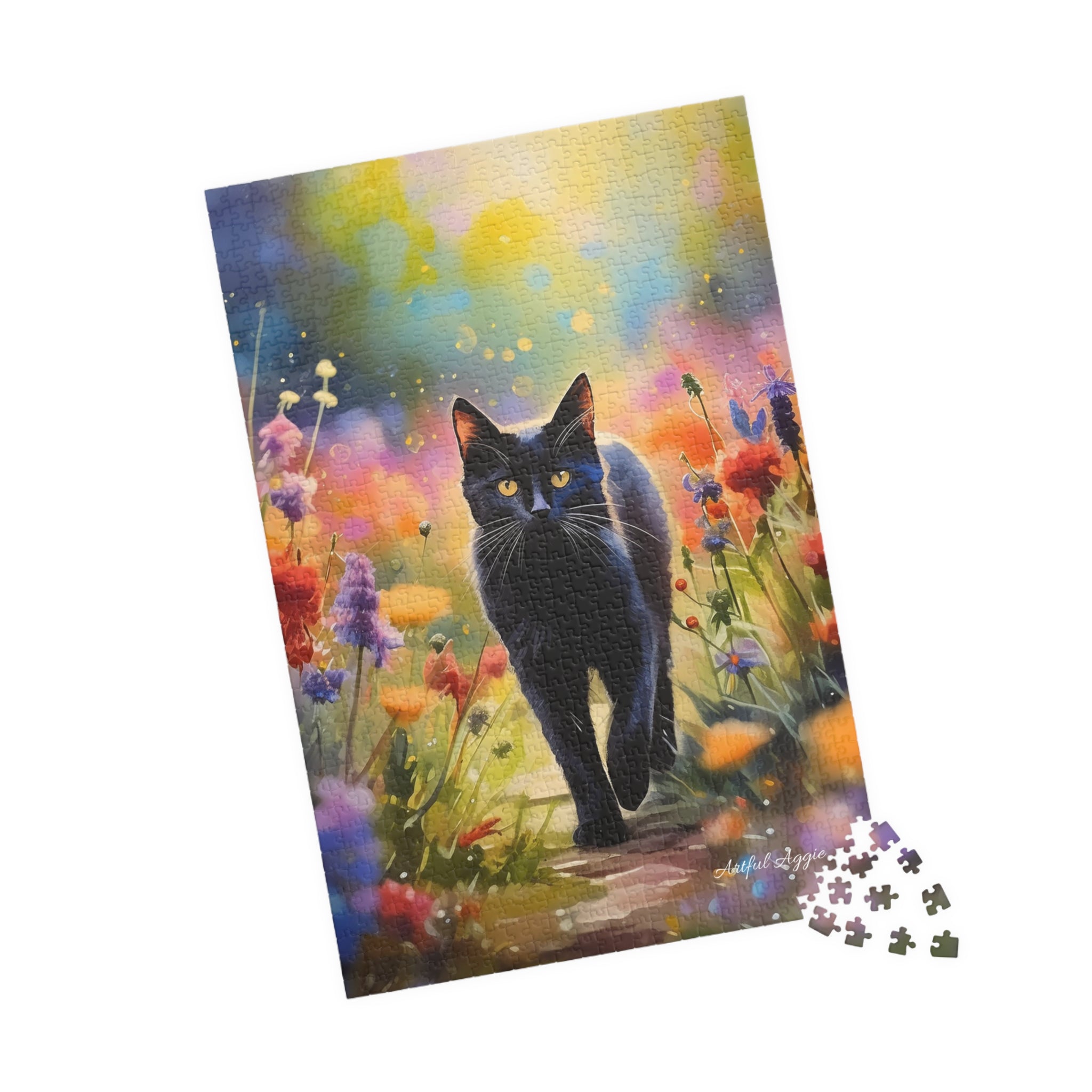 Jigsaw Puzzle - Black Cat Garden Scene