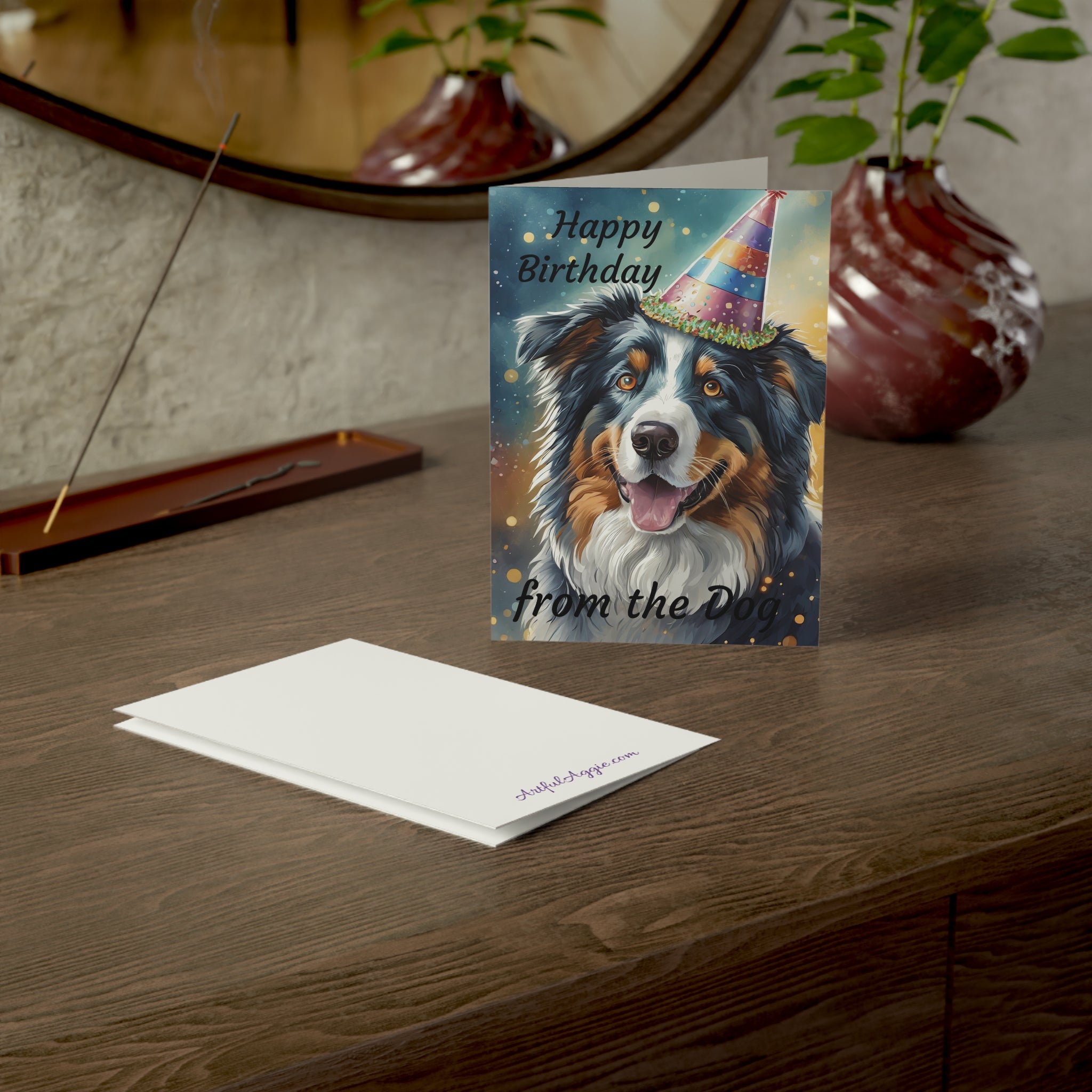 Greeting Cards - Happy Birthday From the Dog, Australian Shepherd