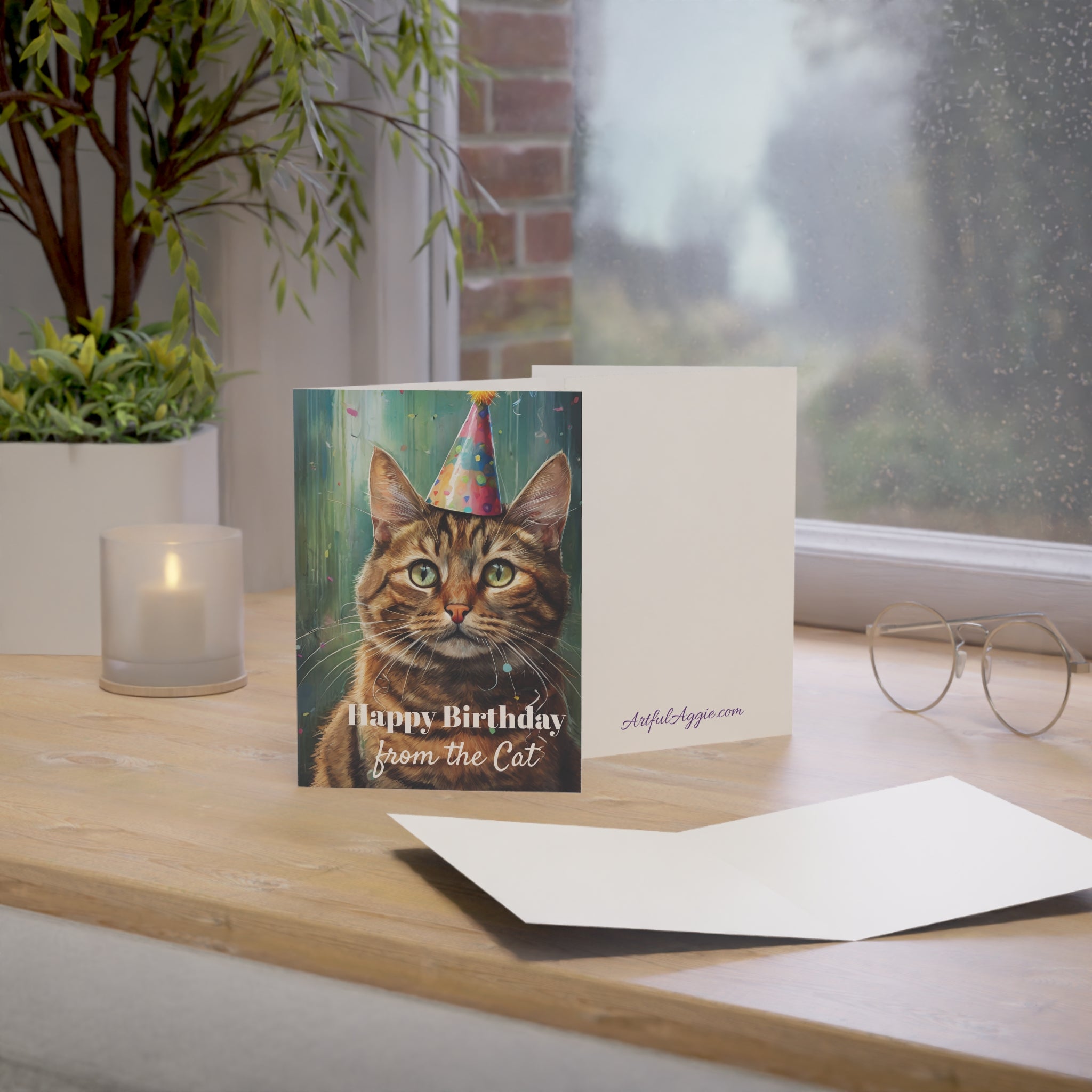 Greeting Card - Funny Happy Birthday Card from the Cat, Tabby