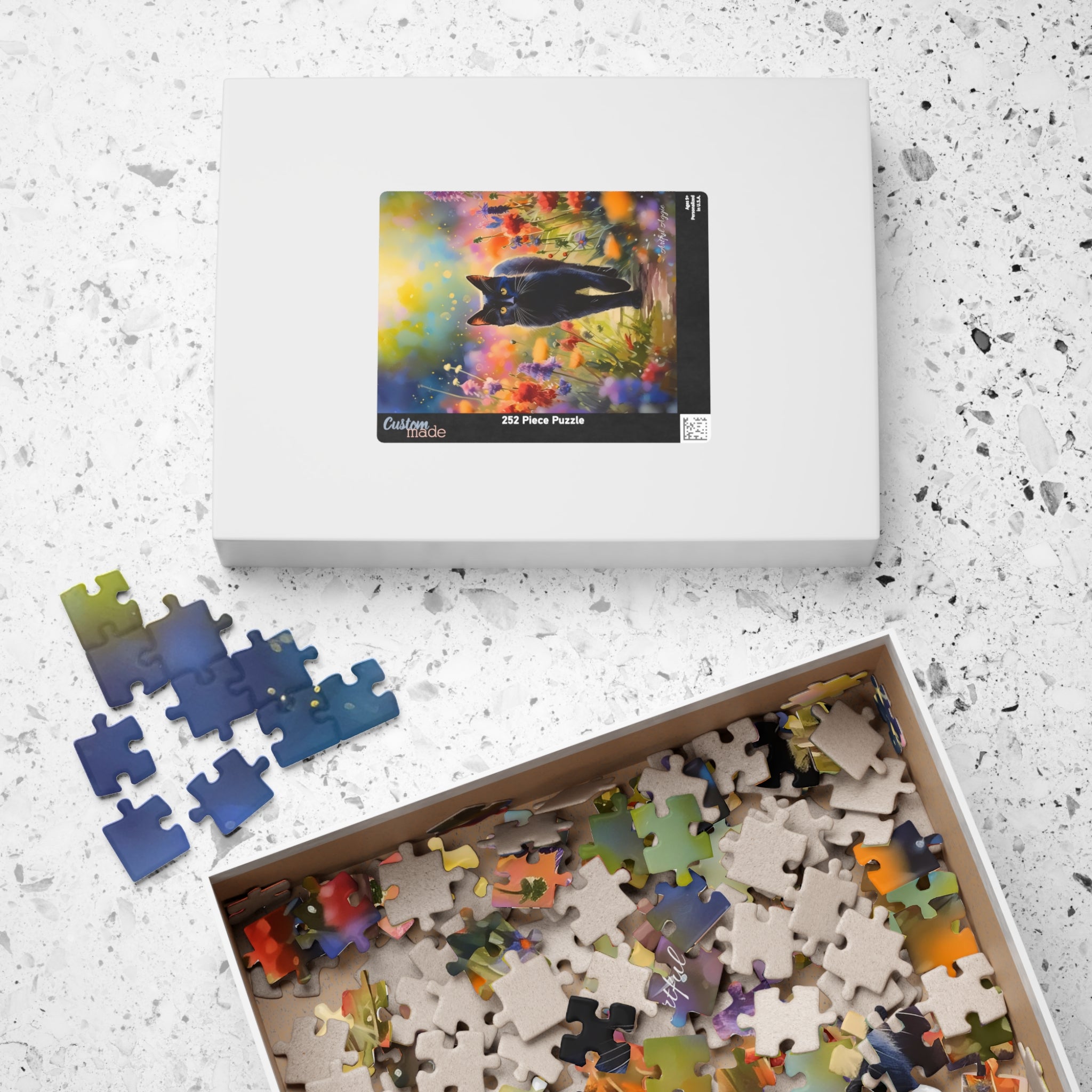 Jigsaw Puzzle - Black Cat Garden Scene