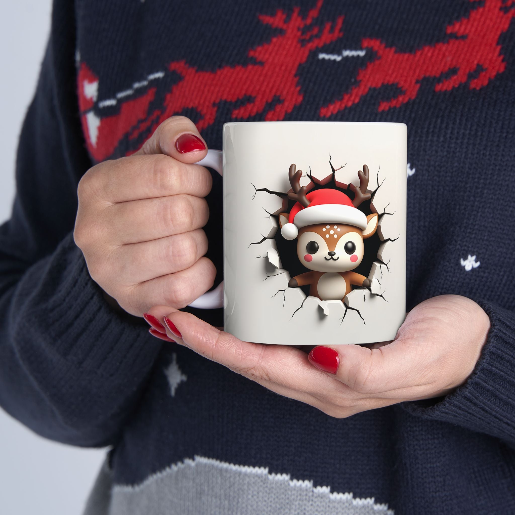 Funny Christmas Reindeer Mug 3-D