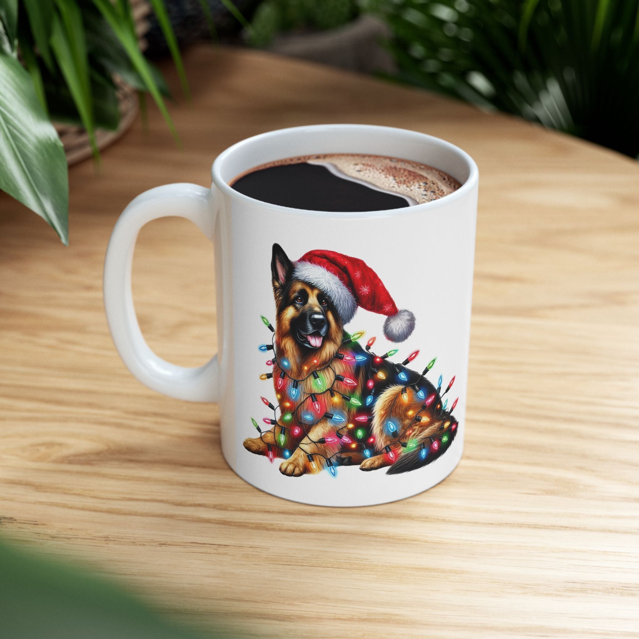Funny German Shepherd Christmas Lights Mug
