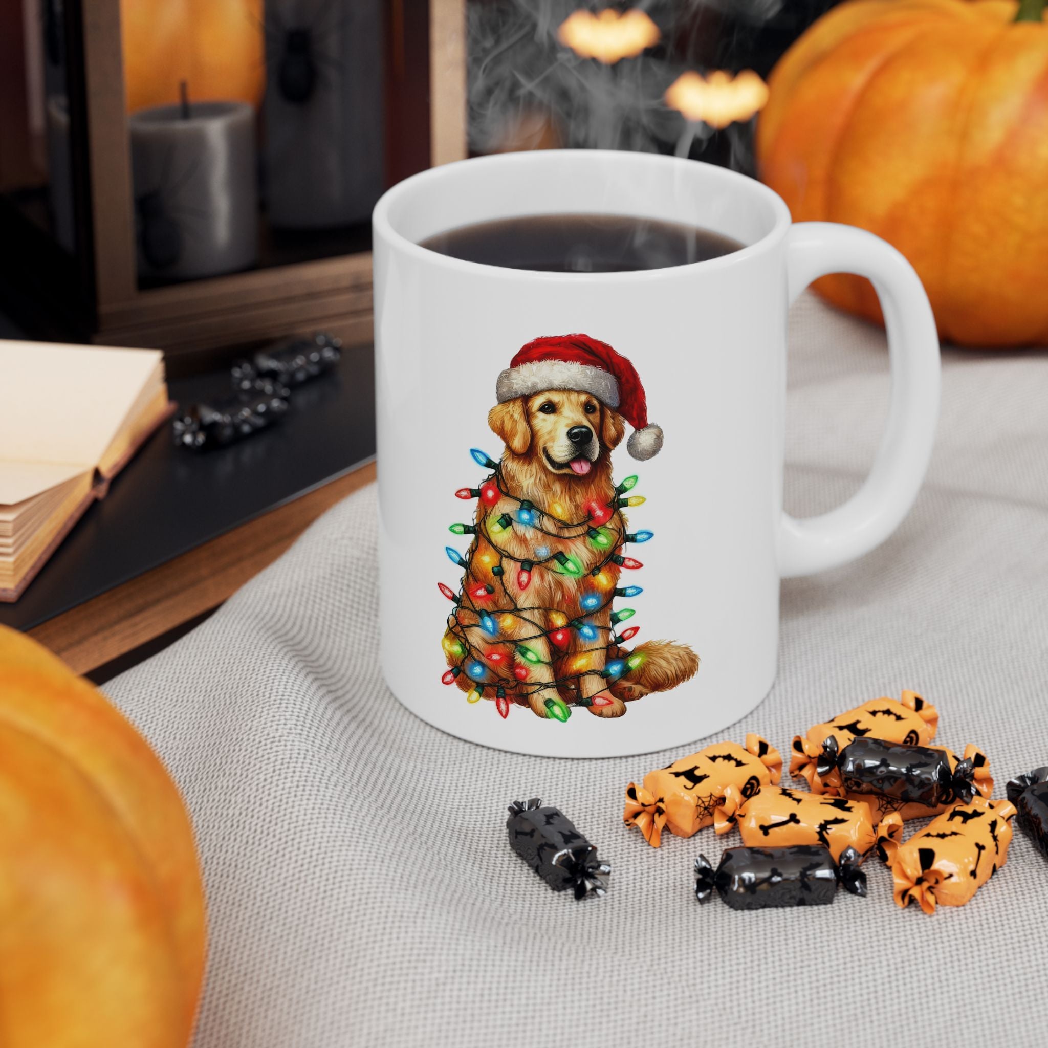Golden Retriever Christmas Lights Mug