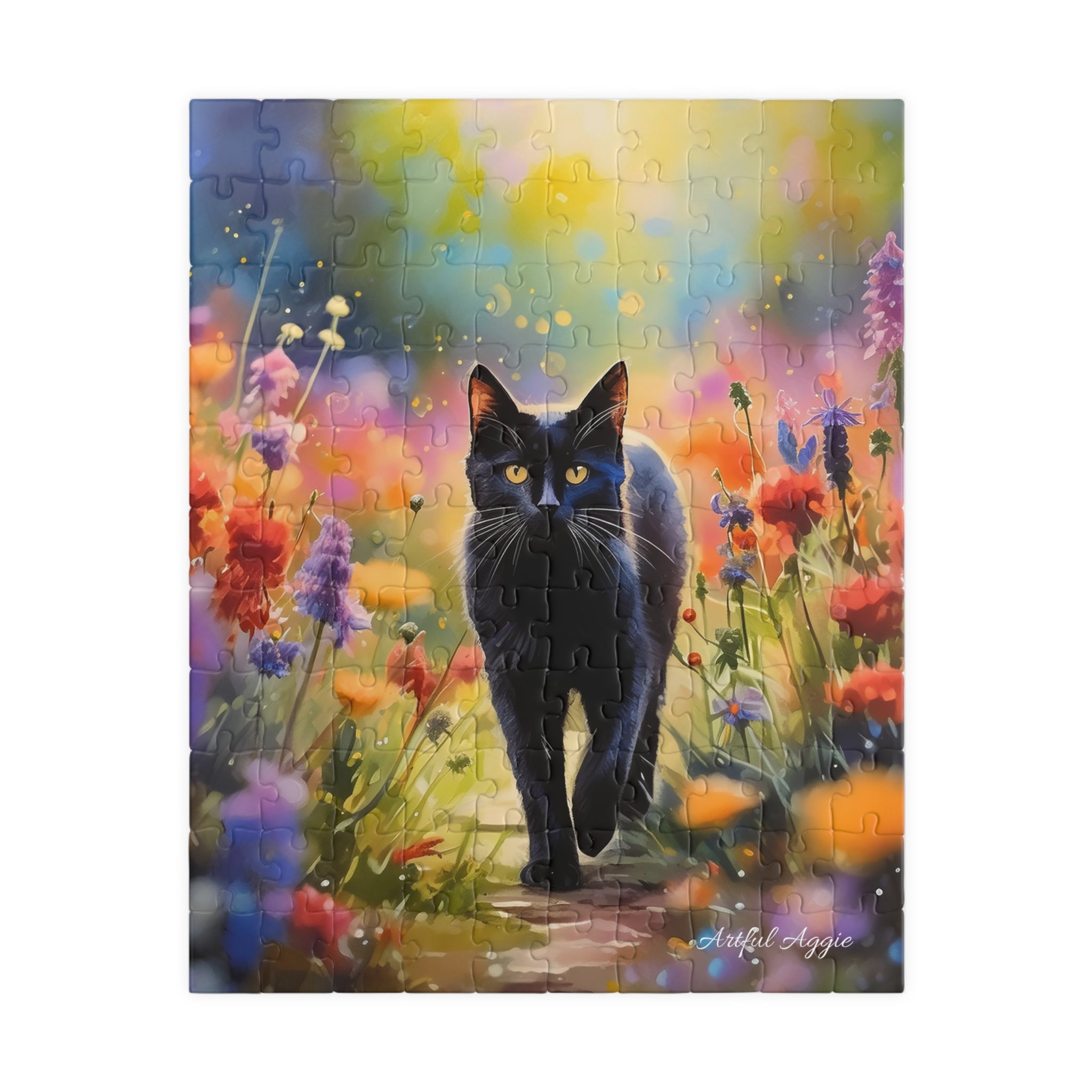 Jigsaw Puzzle - Black Cat Garden Scene