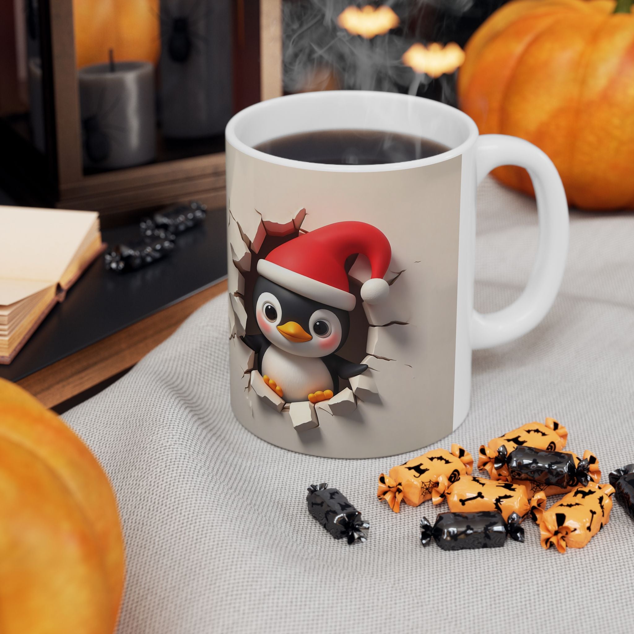 Funny Christmas Penguin Mug 3-D