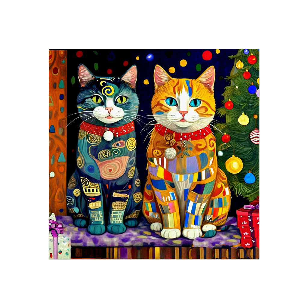 Christmas Cats Colorful Fine Art Poster