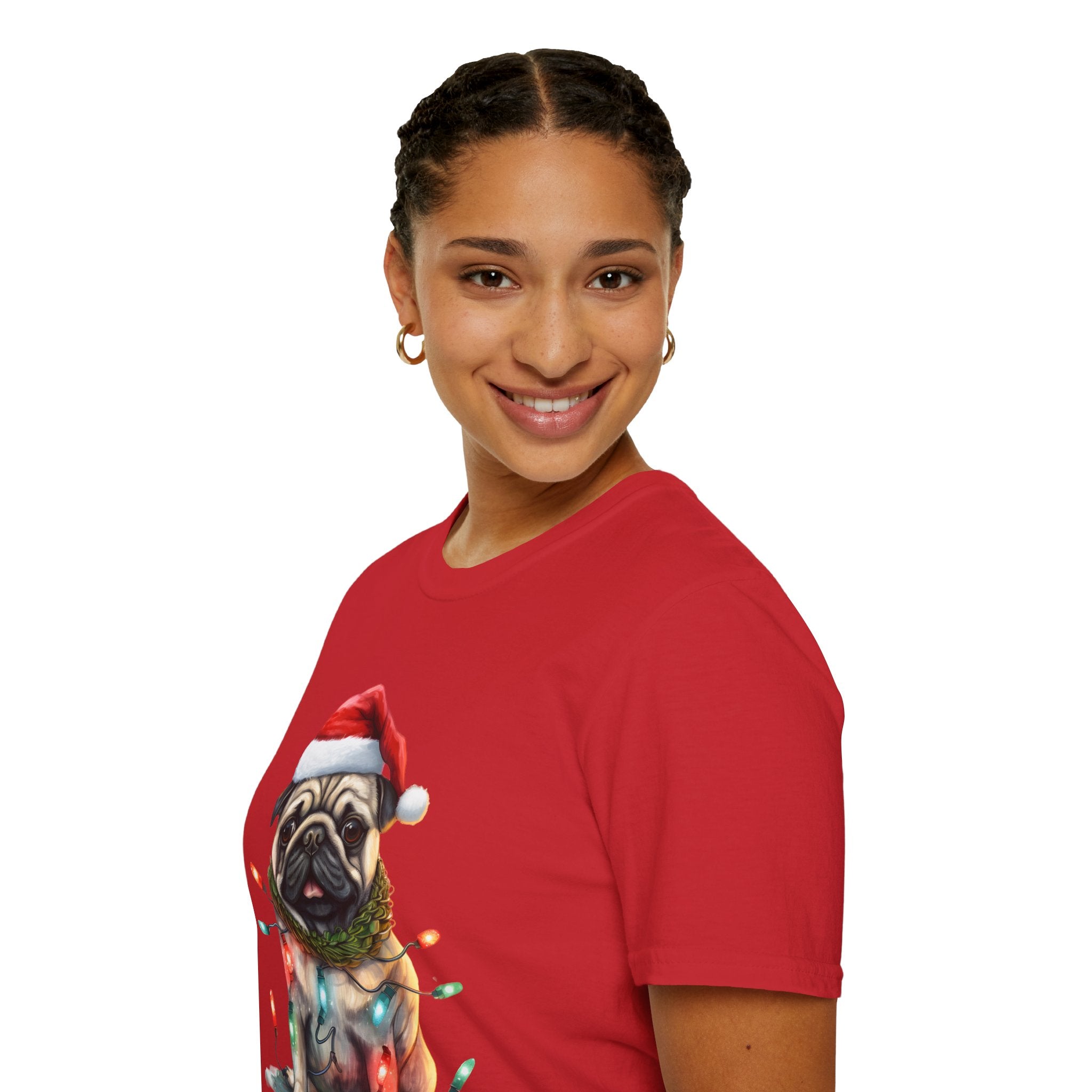 Christmas Pug wearing lights T-Shirt
