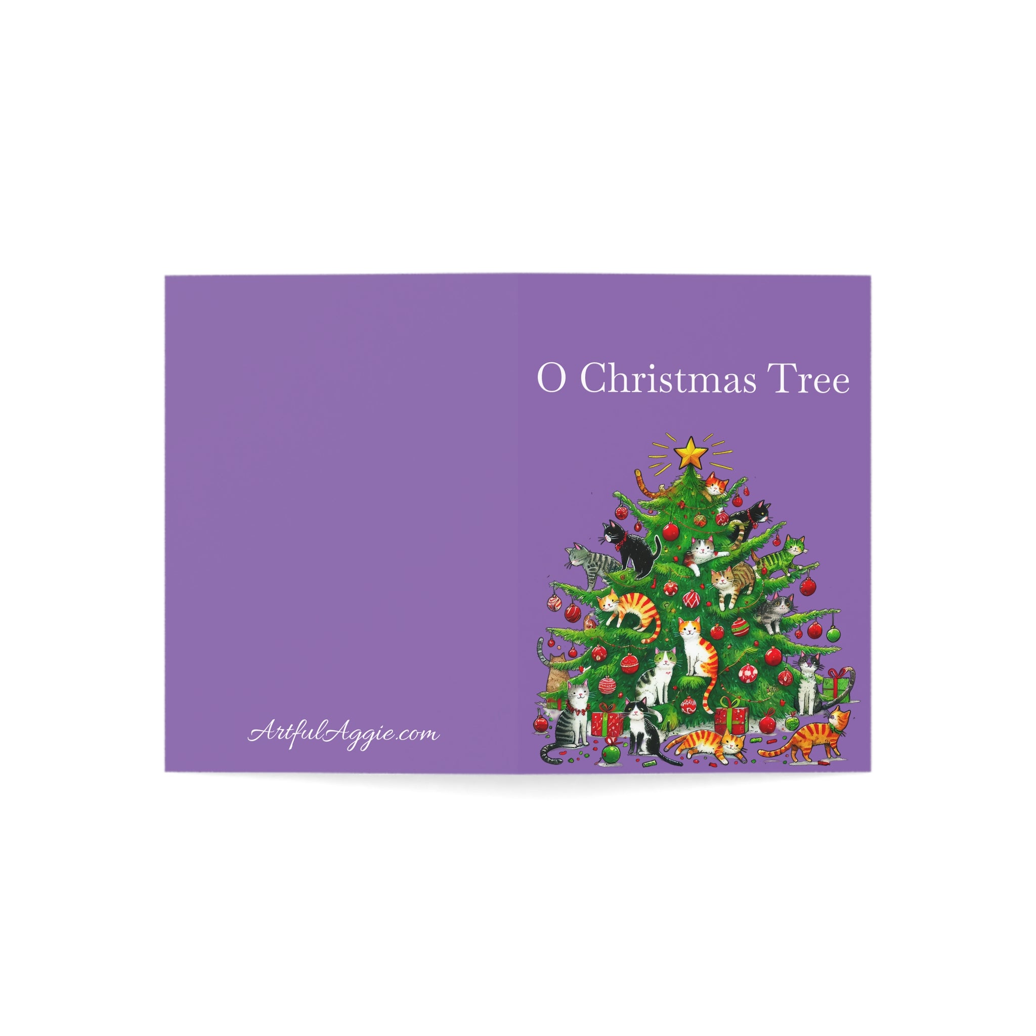 Greeting Card - Funny Cats in a Christmas Tree Design