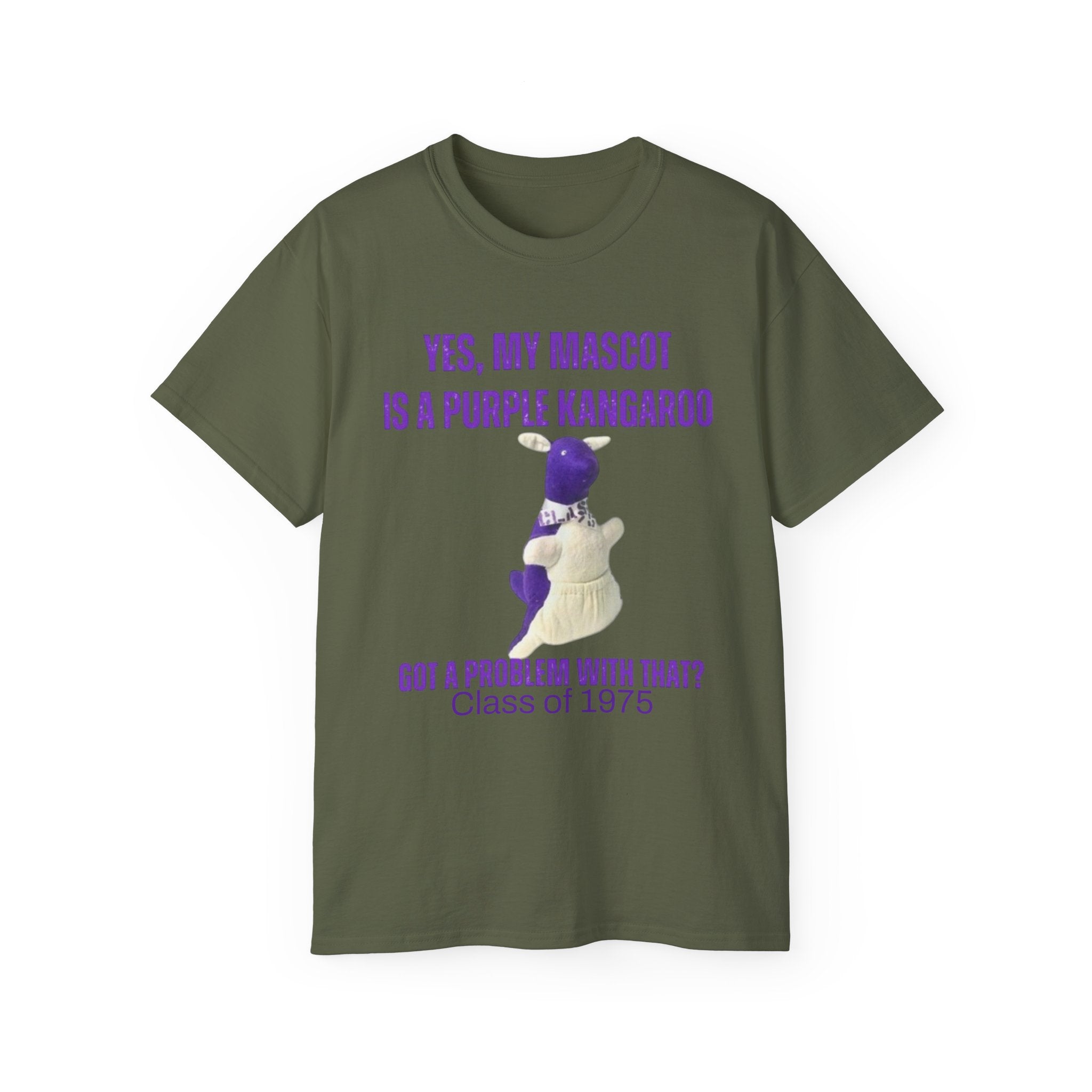 Purple Kangaroo Tee – Funny Mascot Shirt | Class of 1975 Unisex T-Shirt 2XL–5XL | Casual Wear, Gift Idea for Friends, Spring/Summer Fashion