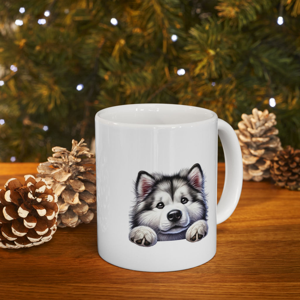 Peeking Dog Husky Mug