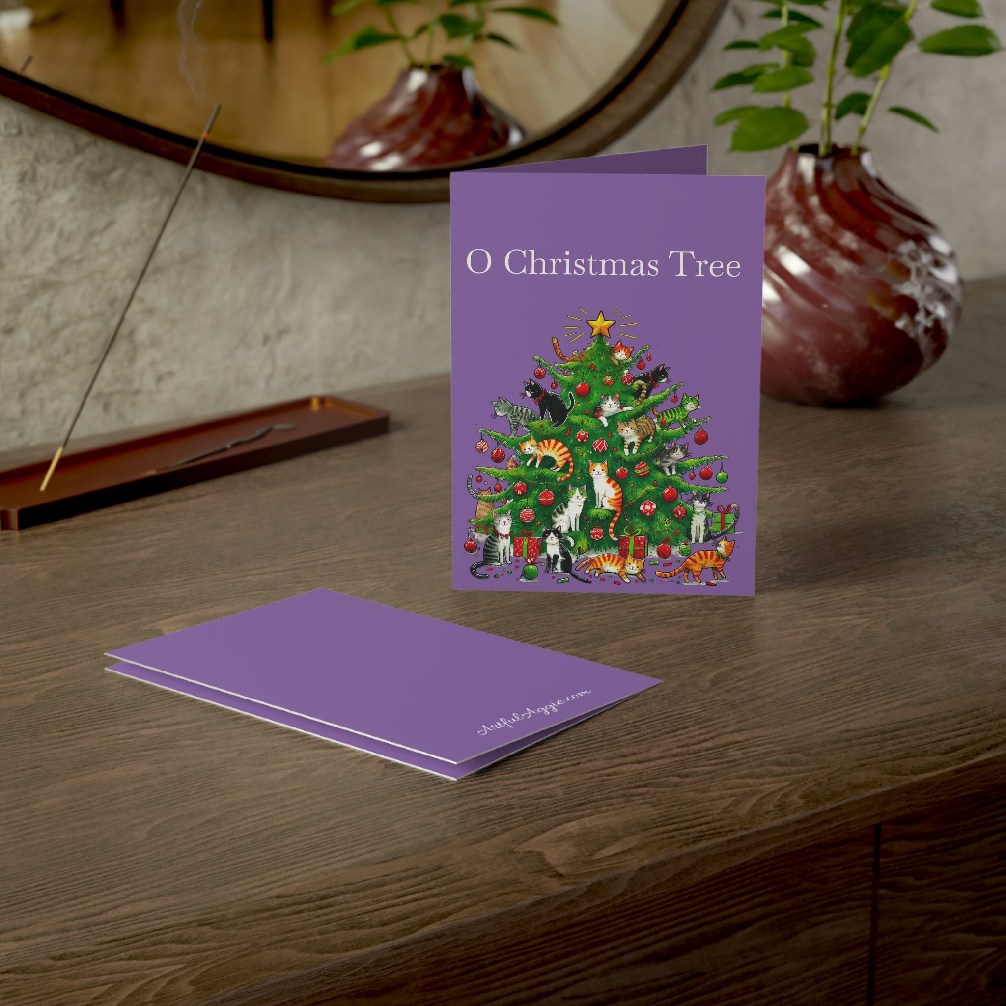 Greeting Card - Funny Cats in a Christmas Tree Design