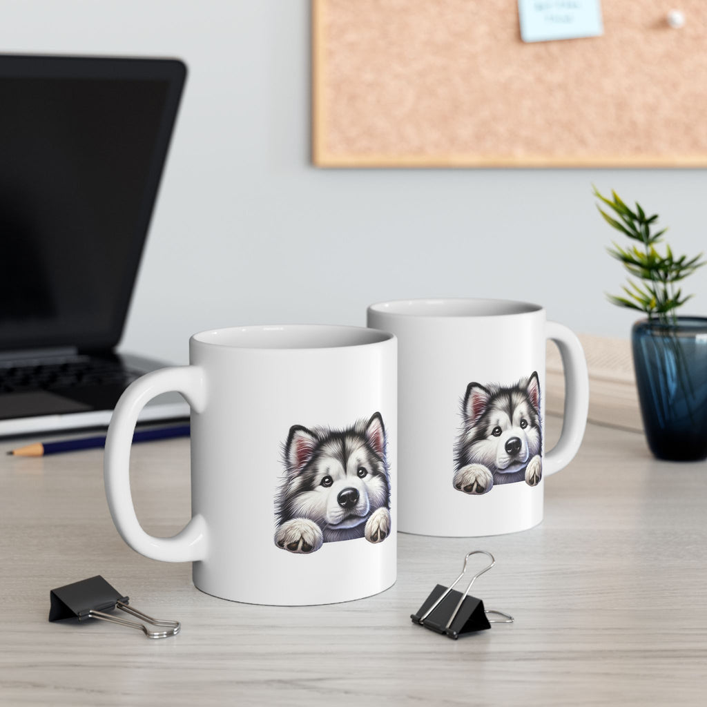 Peeking Dog Husky Mug