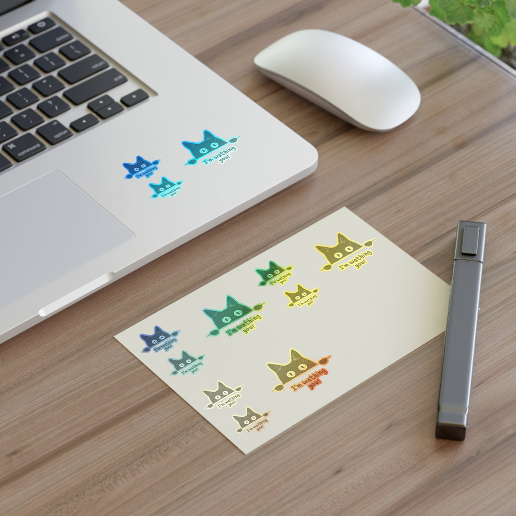 Peeking Black Cat Sticker Sheets