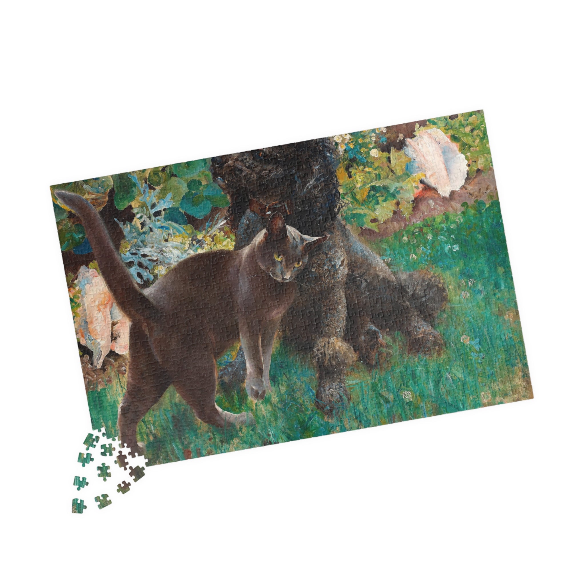 Jigsaw Puzzle - Cat and Dog in Garden