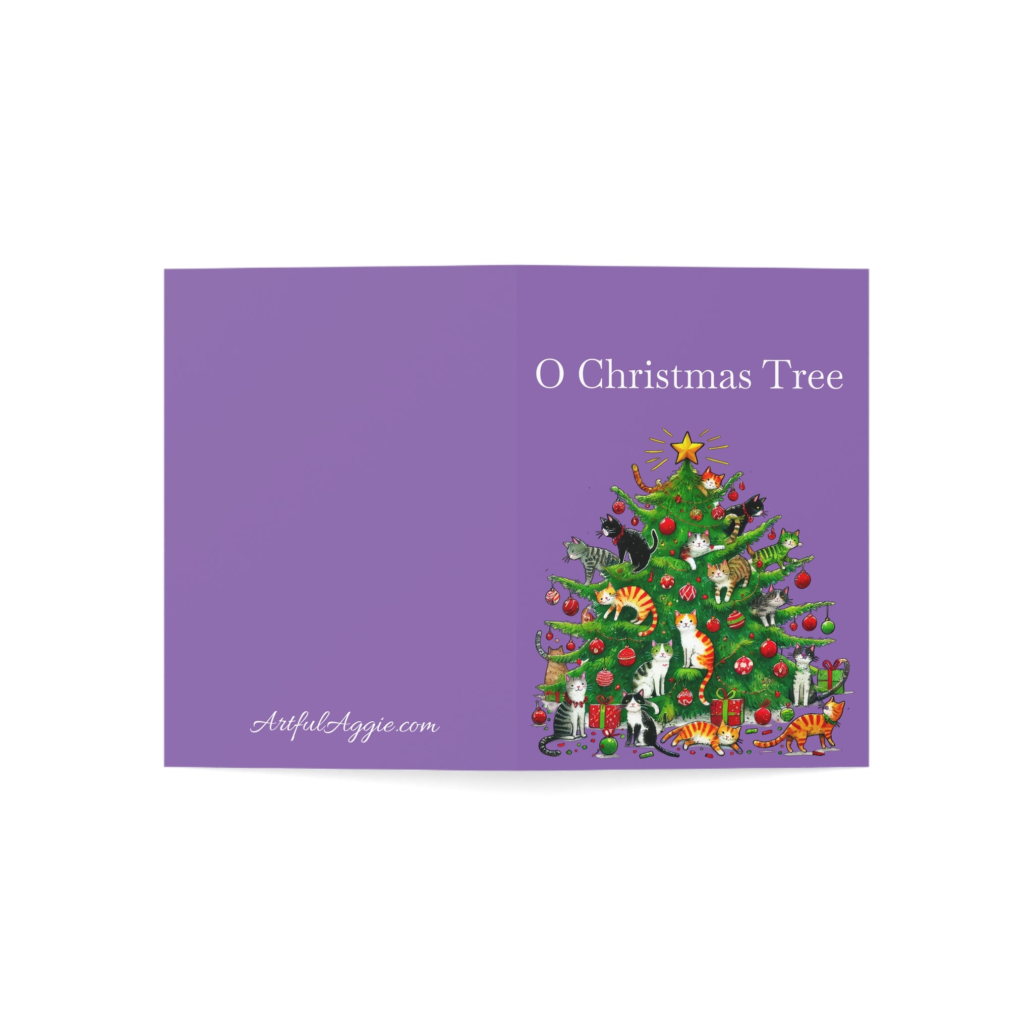 Greeting Card - Funny Cats in a Christmas Tree Design