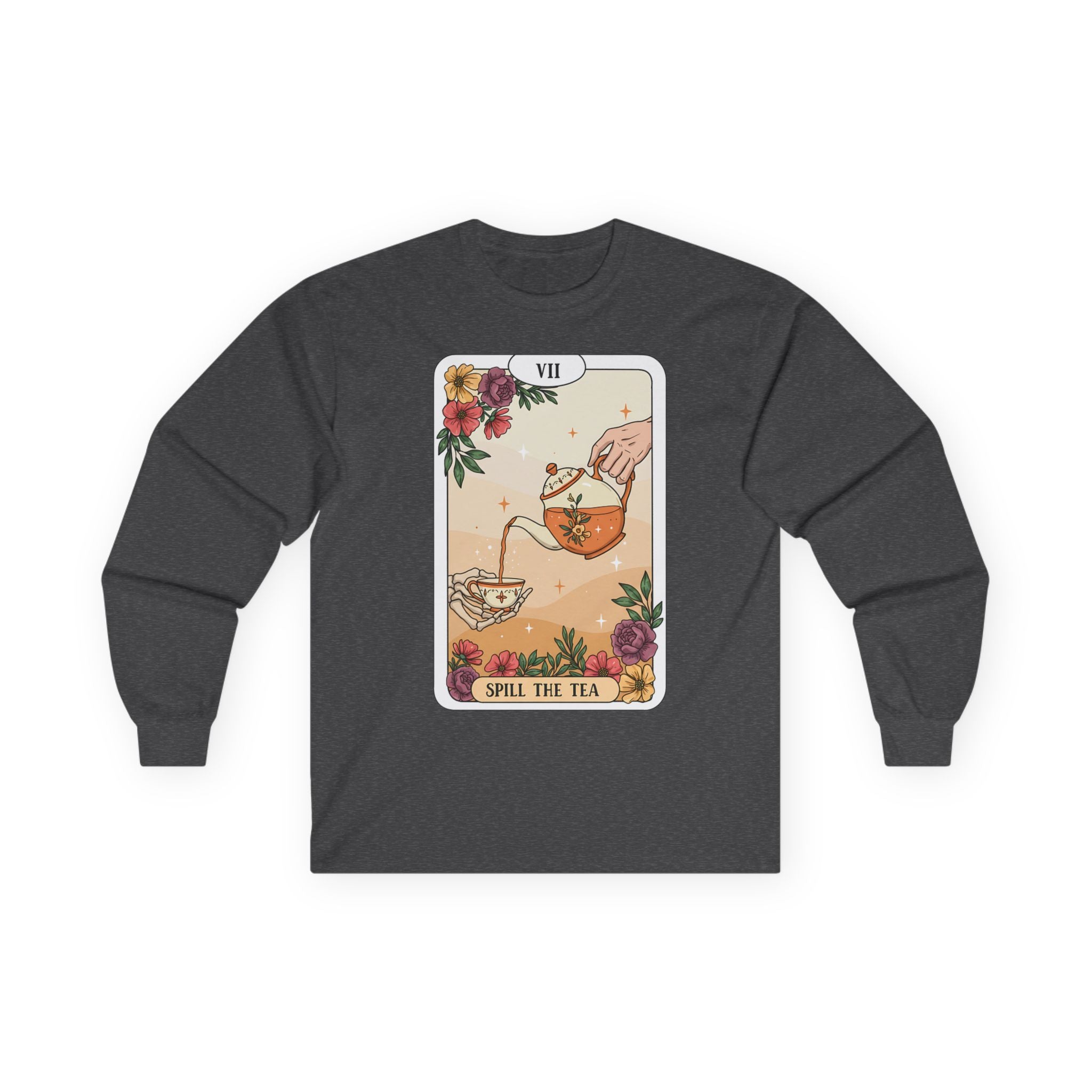 Mystical “Spill the Tea” Tarot Long Sleeve – Witchy Vibe Shirt for Tea Lovers | Funny Spiritual Gift |