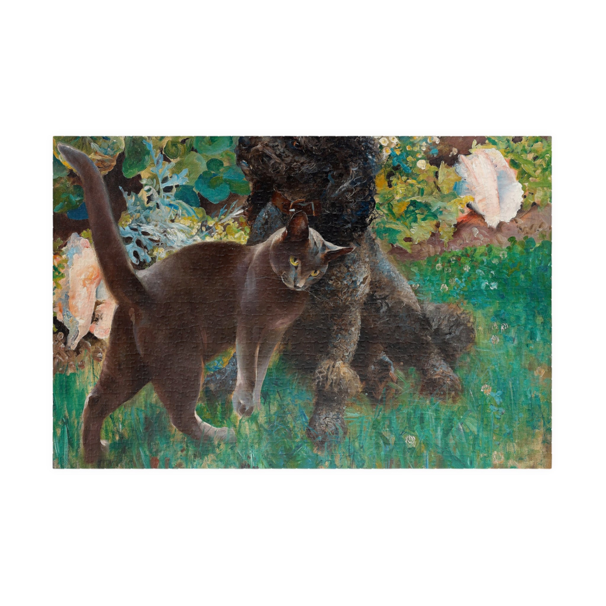Jigsaw Puzzle - Cat and Dog in Garden
