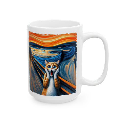 Ceramic Mug - Screaming Cat Art, Edvard Munch, 11oz 15oz FREE SHIPPING