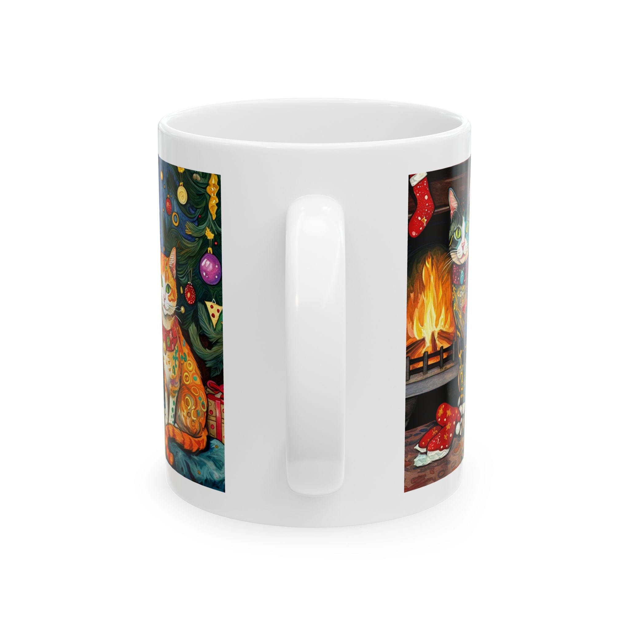 Mug - Colorful Christmas Cats Klimt Style