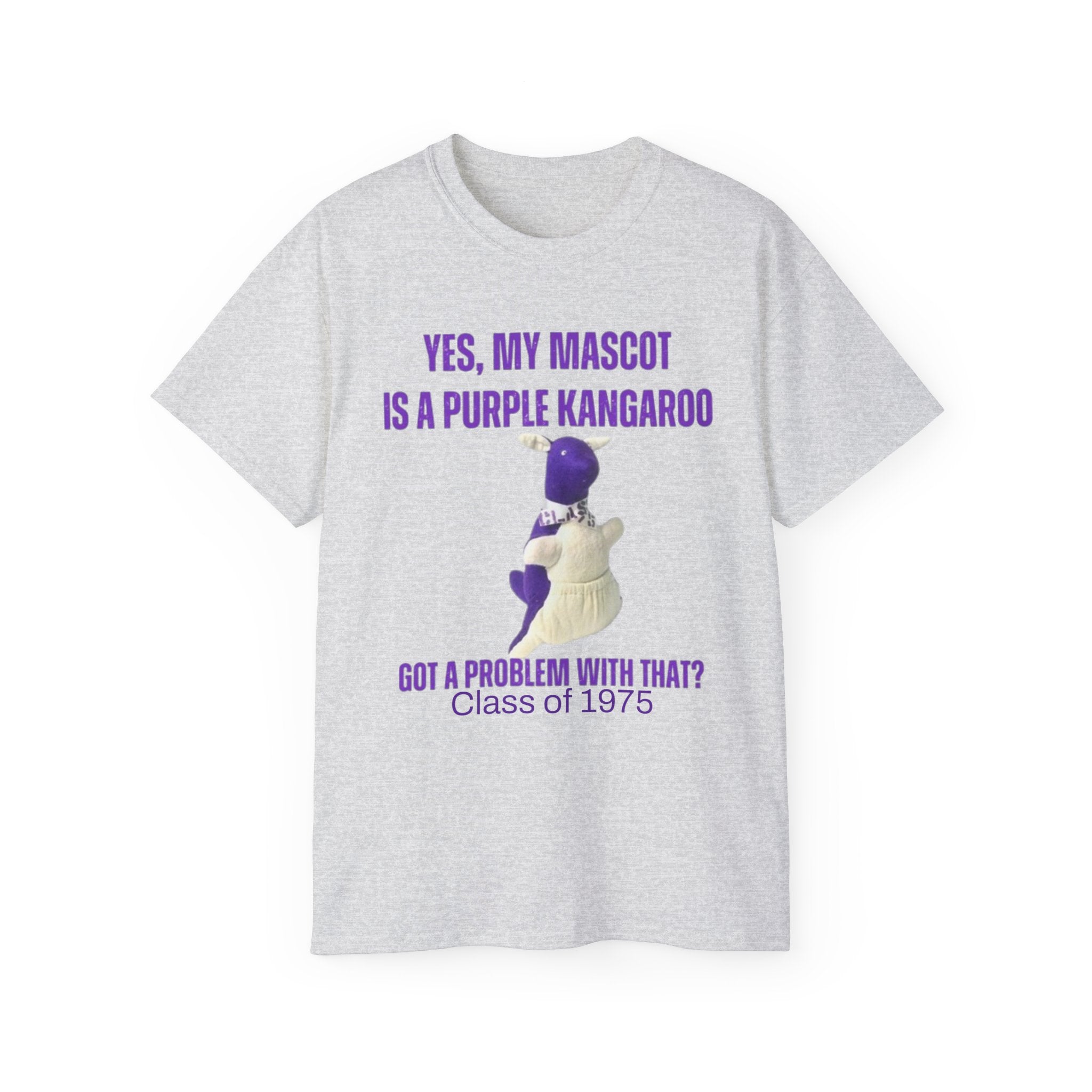 Purple Kangaroo Tee – Funny Mascot Shirt | Class of 1975 Unisex T-Shirt 2XL–5XL | Casual Wear, Gift Idea for Friends, Spring/Summer Fashion