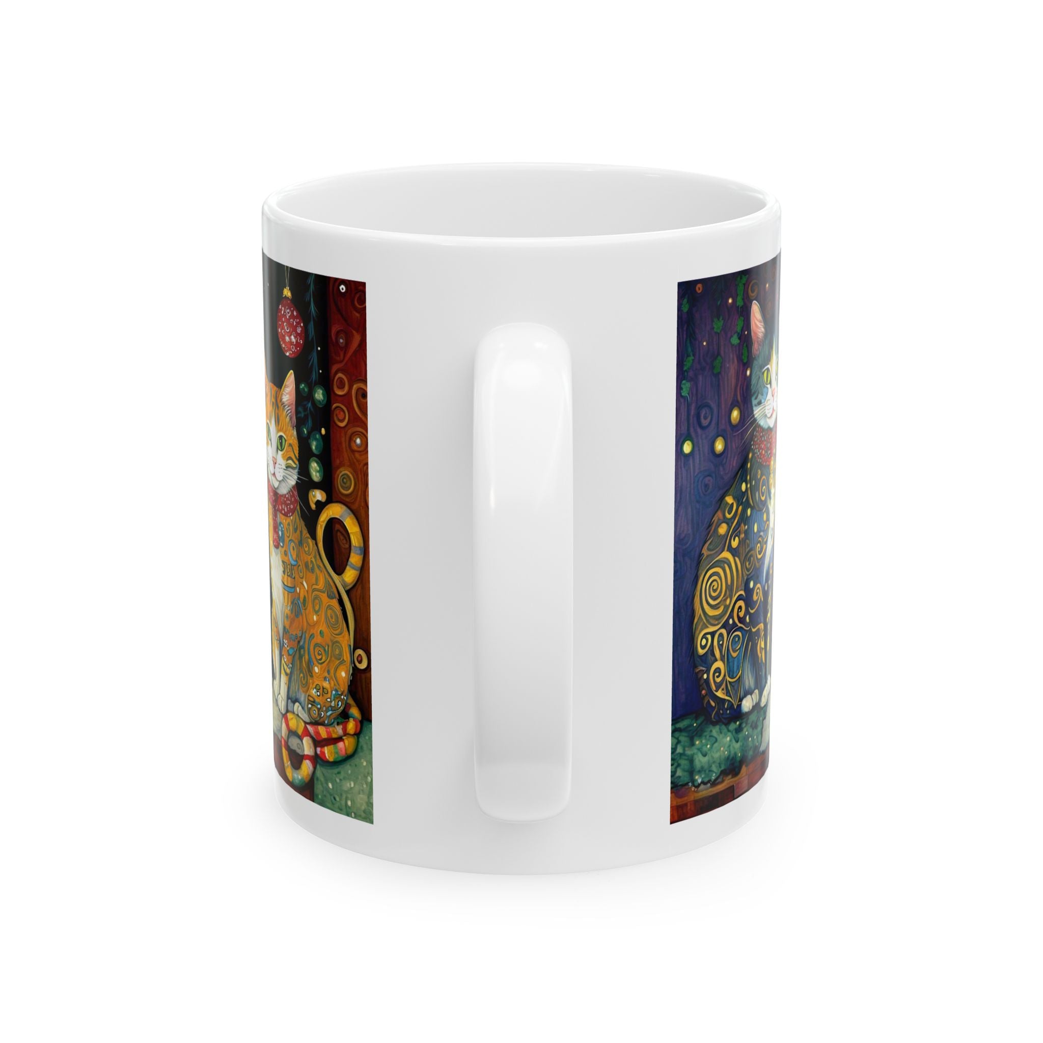 Mug - Colorful Christmas Cats Yule Fire Klimt Style