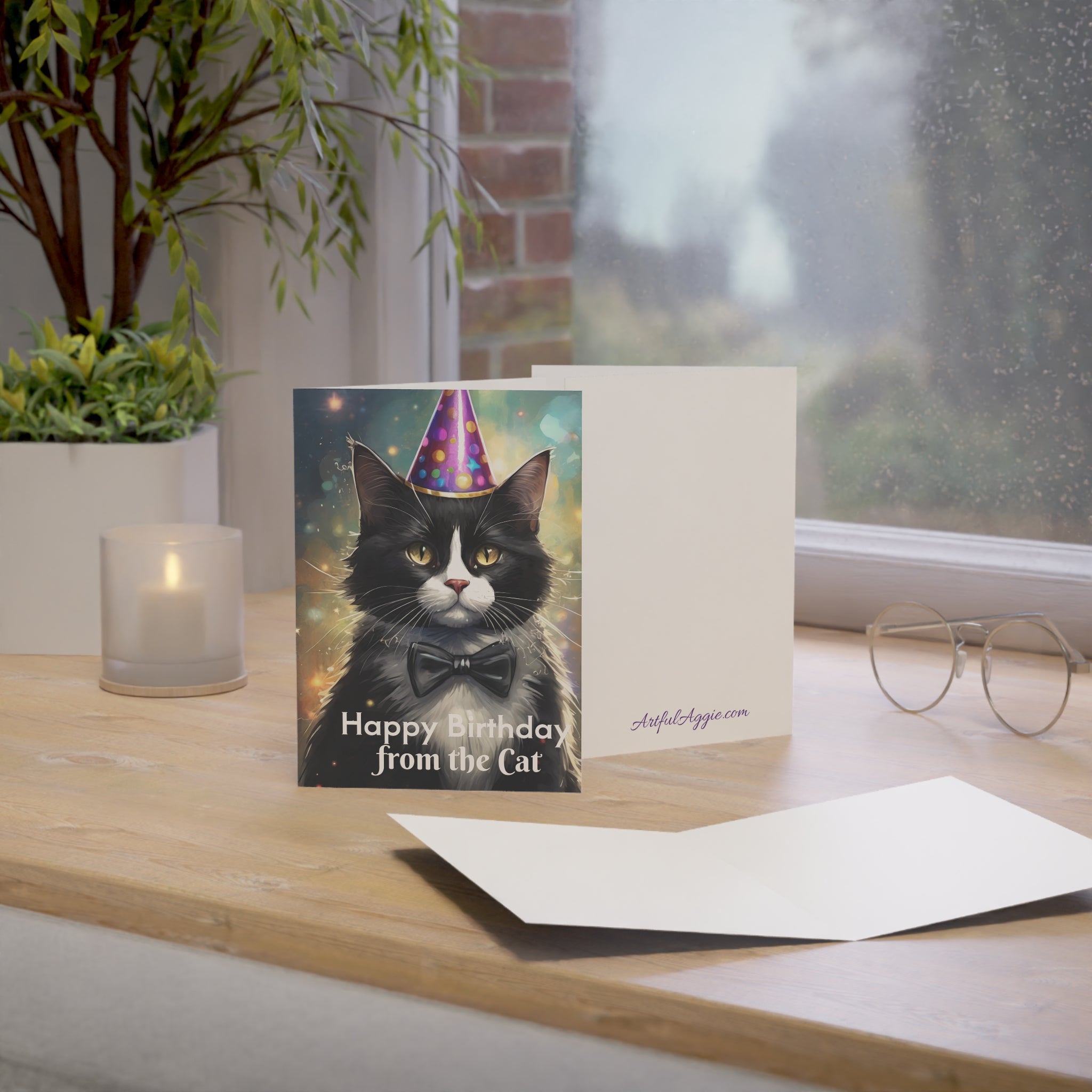 Greeting Card - Funny Happy Birthday Card from the Cat, Tuxedo
