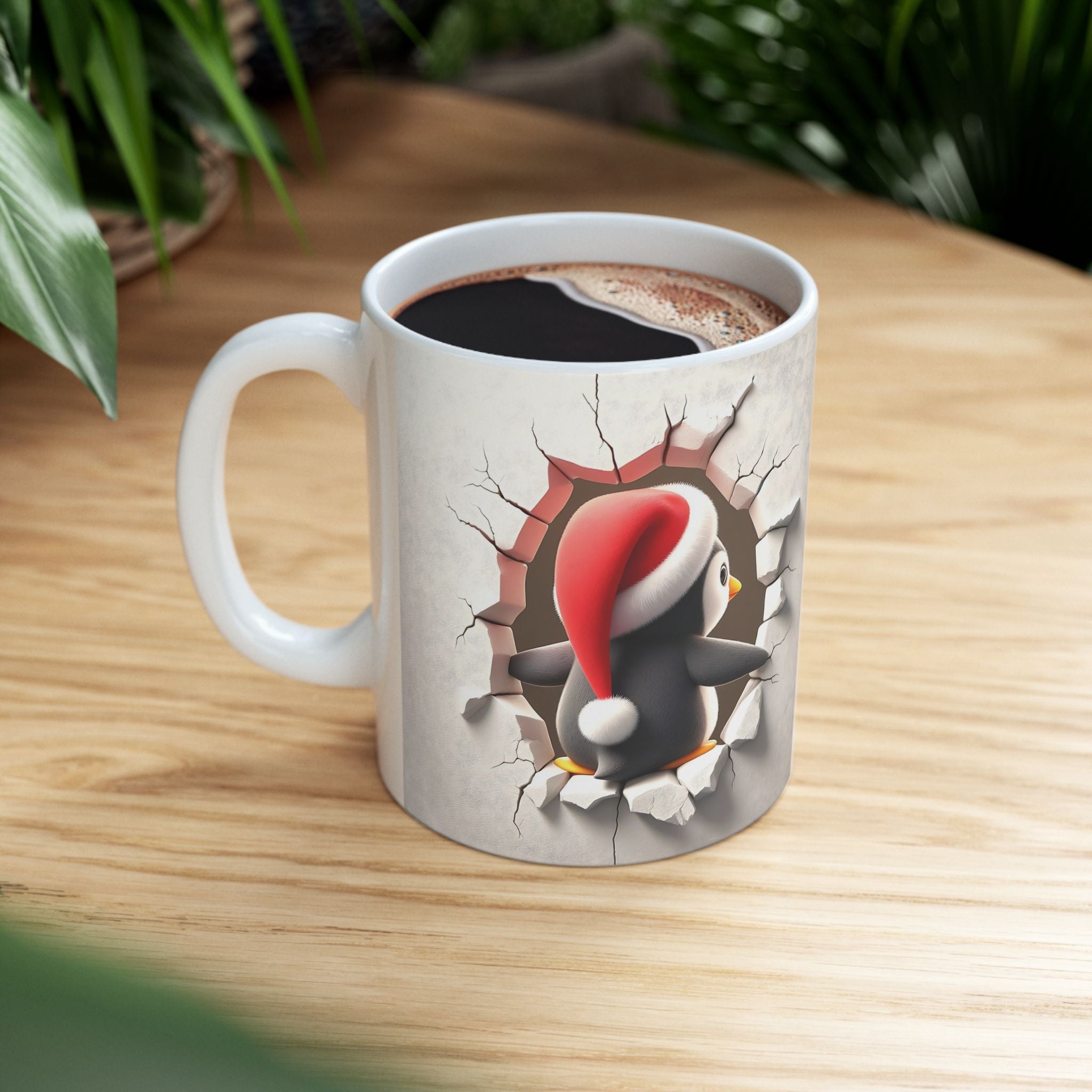 Funny Christmas Penguin Mug 3-D