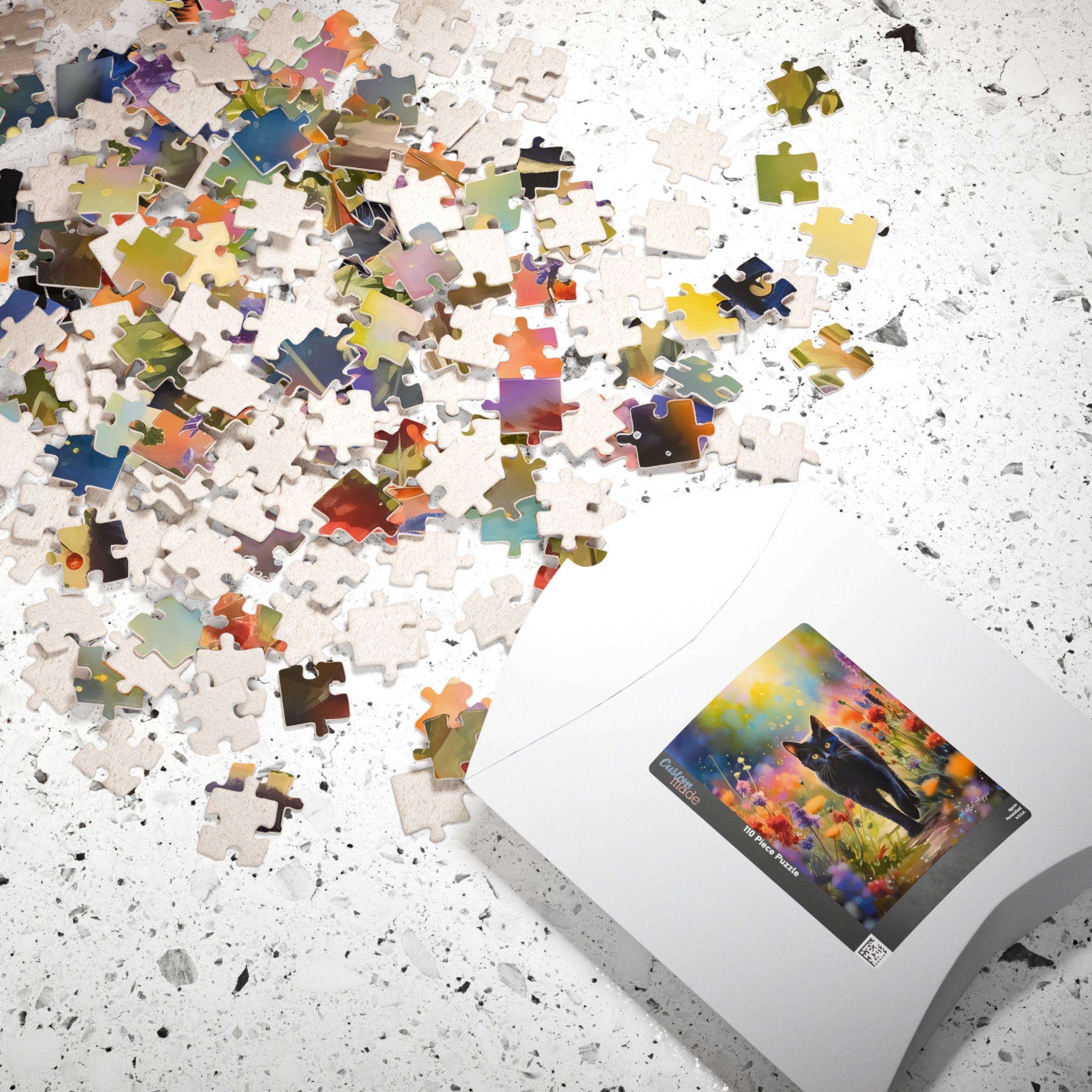 Jigsaw Puzzle - Black Cat Garden Scene