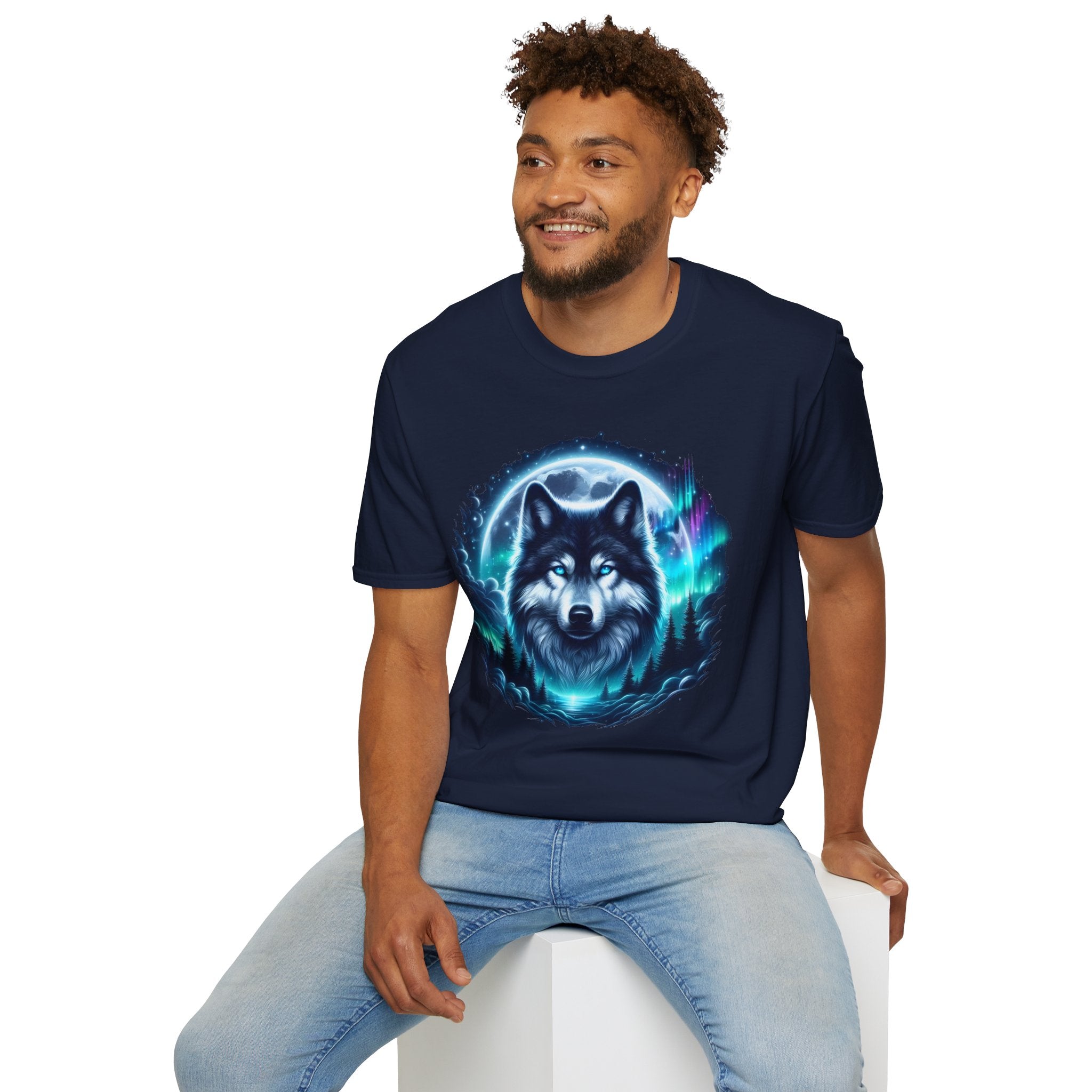 Wolf Face Full Moon Unisex T-Shirt