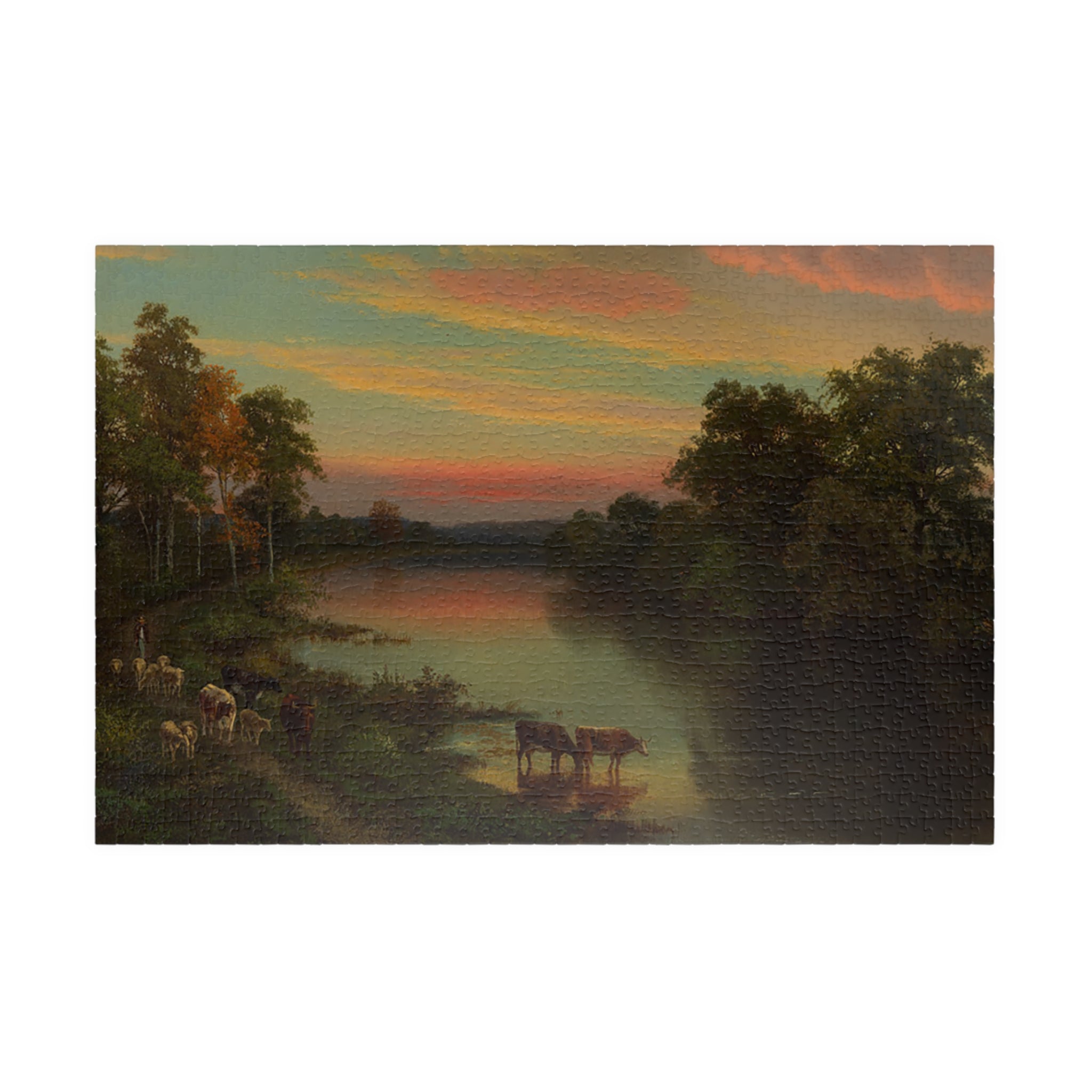 Jigsaw Puzzle - Sunset with Cows by John Frederick Kensett