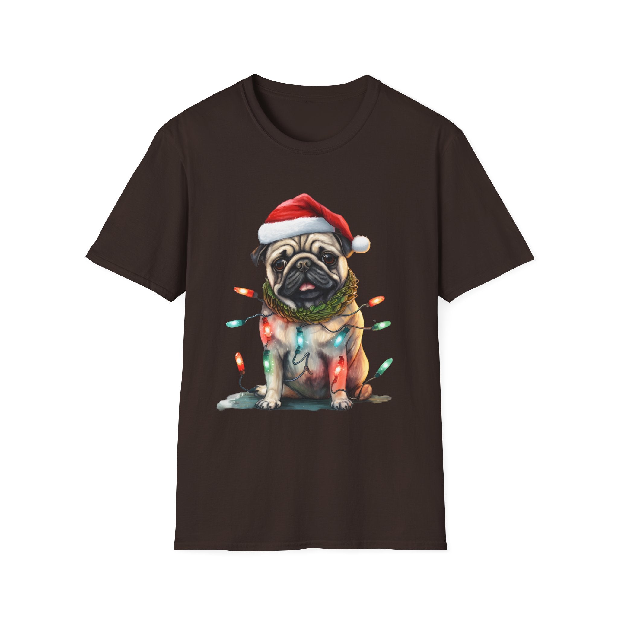 Christmas Pug wearing lights T-Shirt
