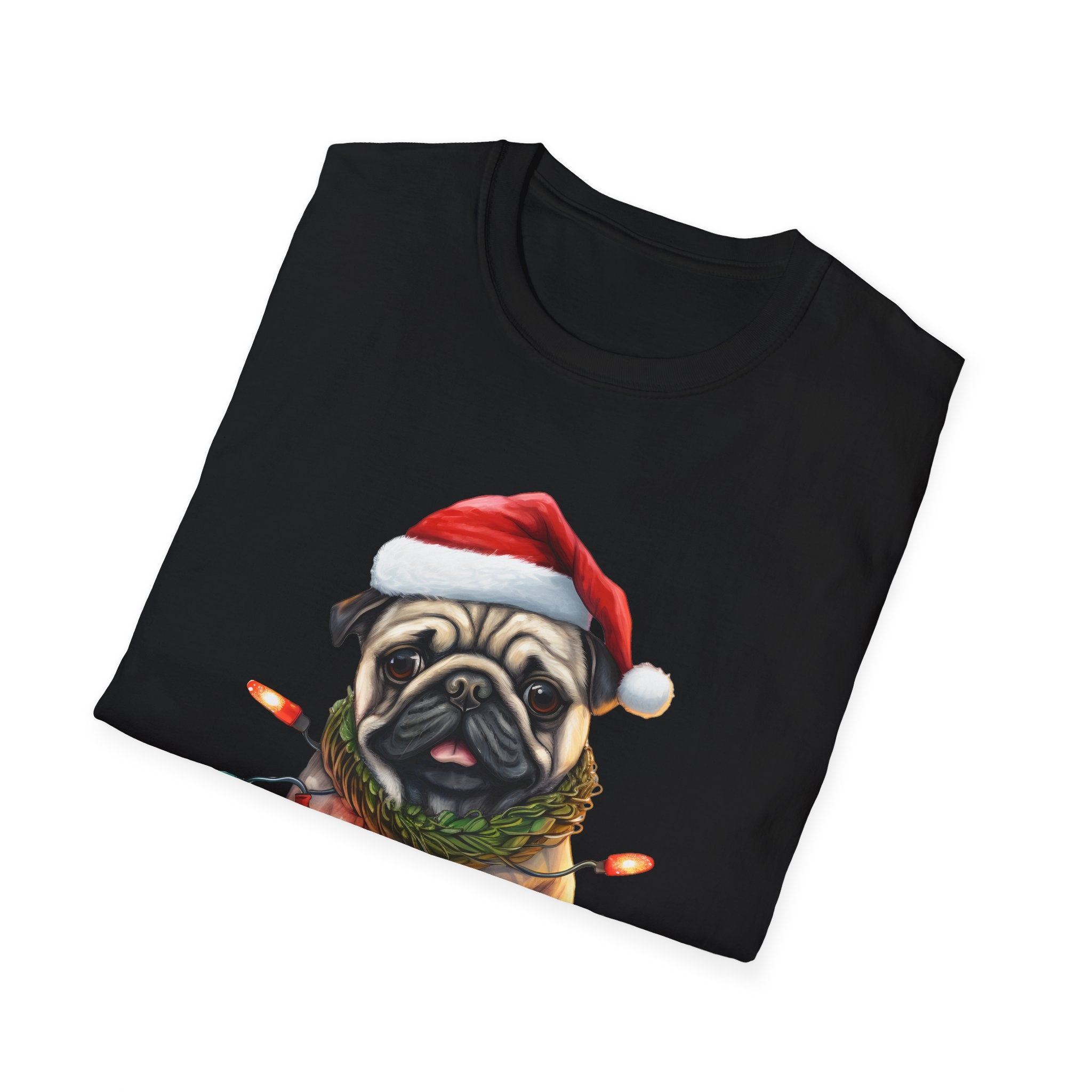 Christmas Pug wearing lights T-Shirt
