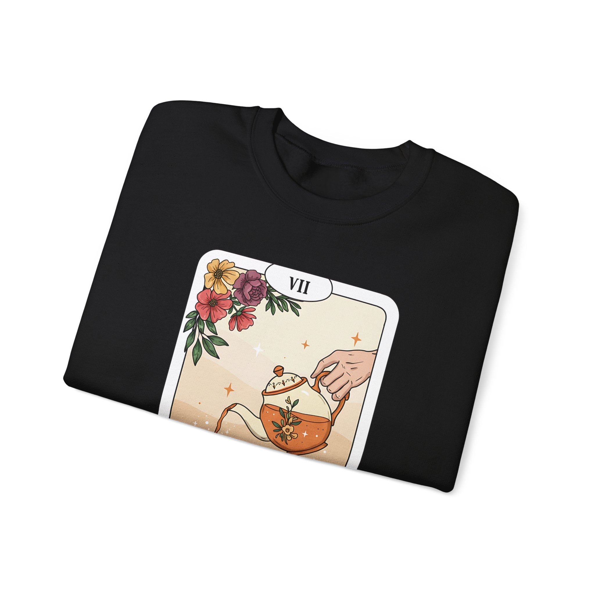 “Spill the Tea” Long Sleeve Shirt – Tarot-Inspired Graphic Tee | Cozy Witchy Apparel | Funny Gift for Tea Lovers