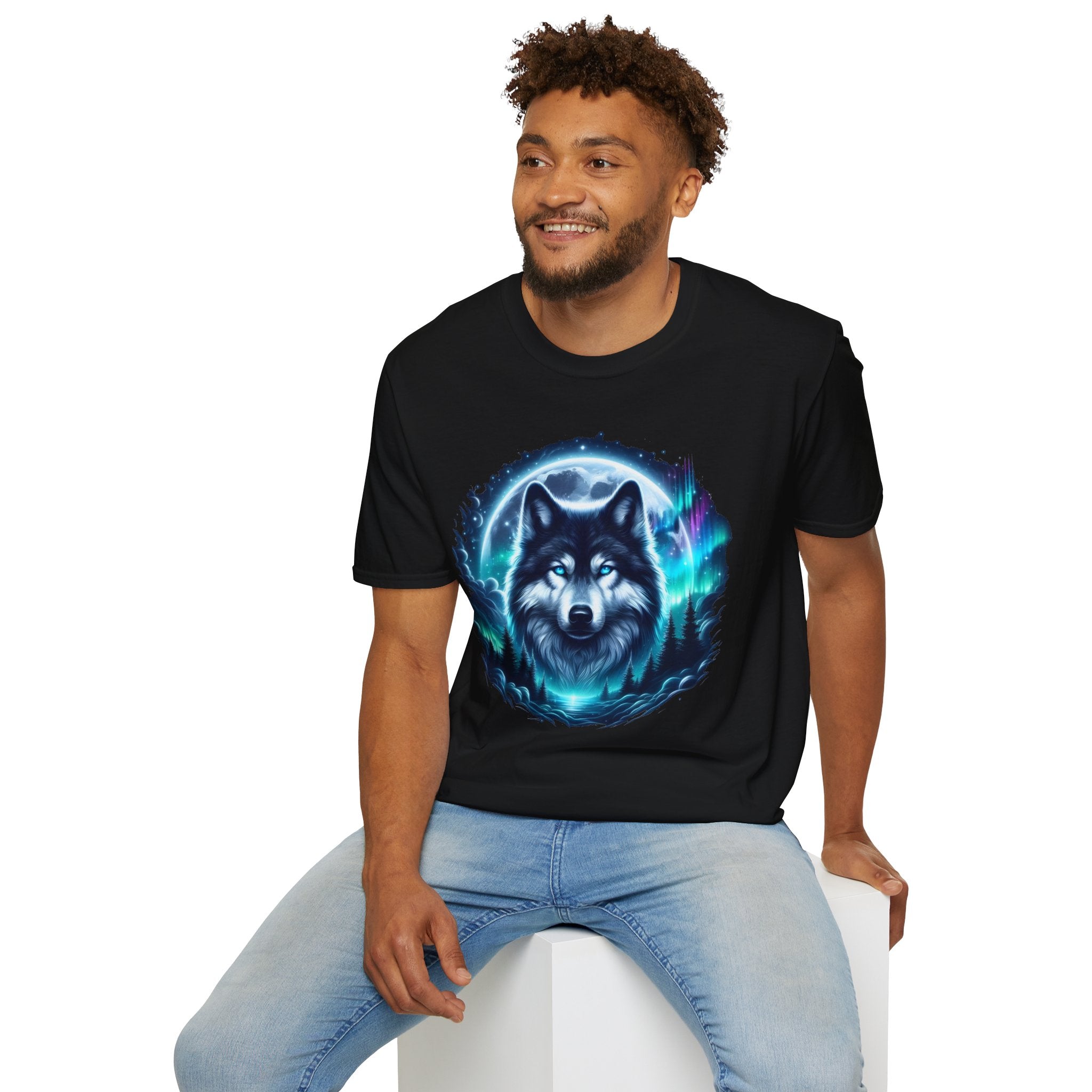 Wolf Face Full Moon Unisex T-Shirt
