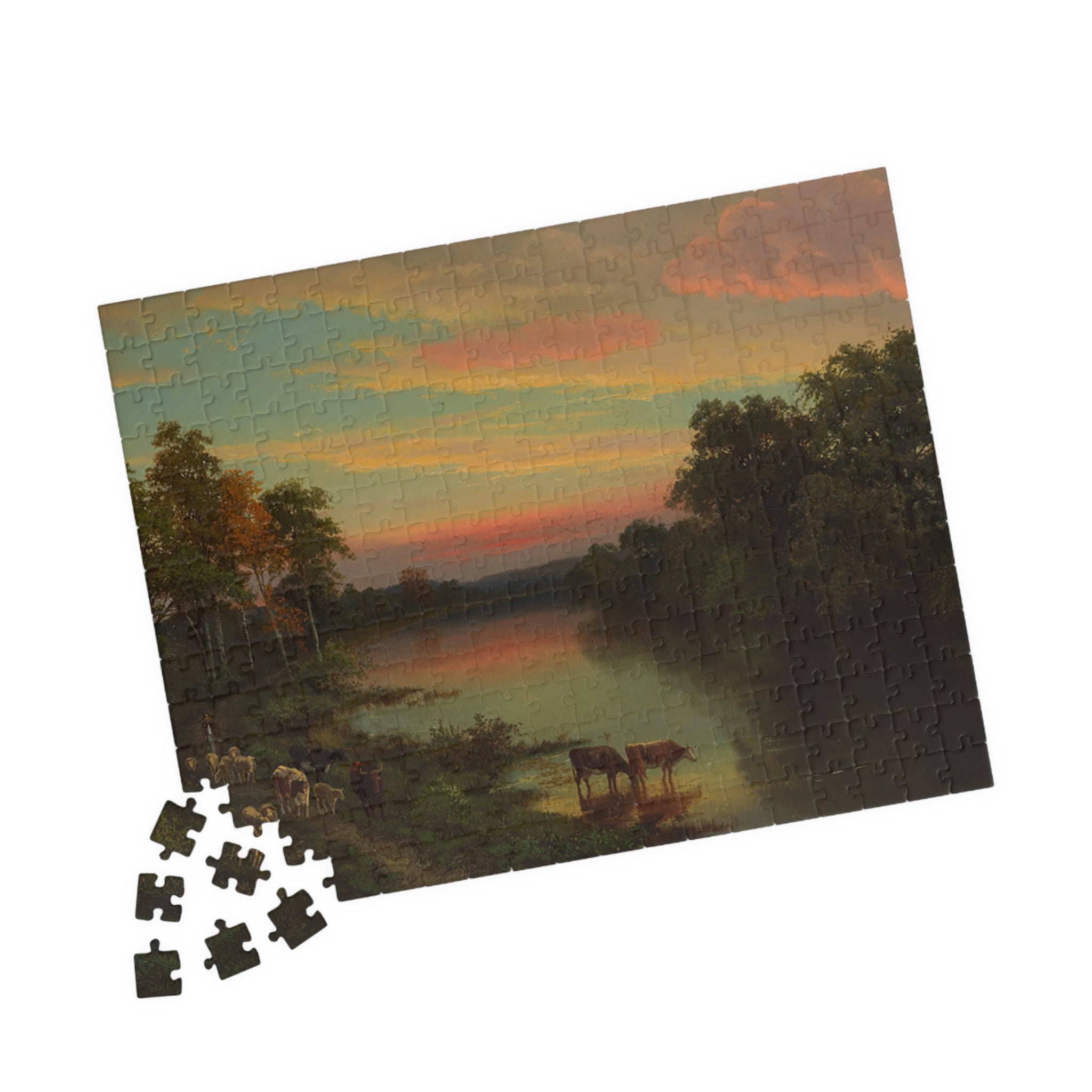 Jigsaw Puzzle - Sunset with Cows by John Frederick Kensett
