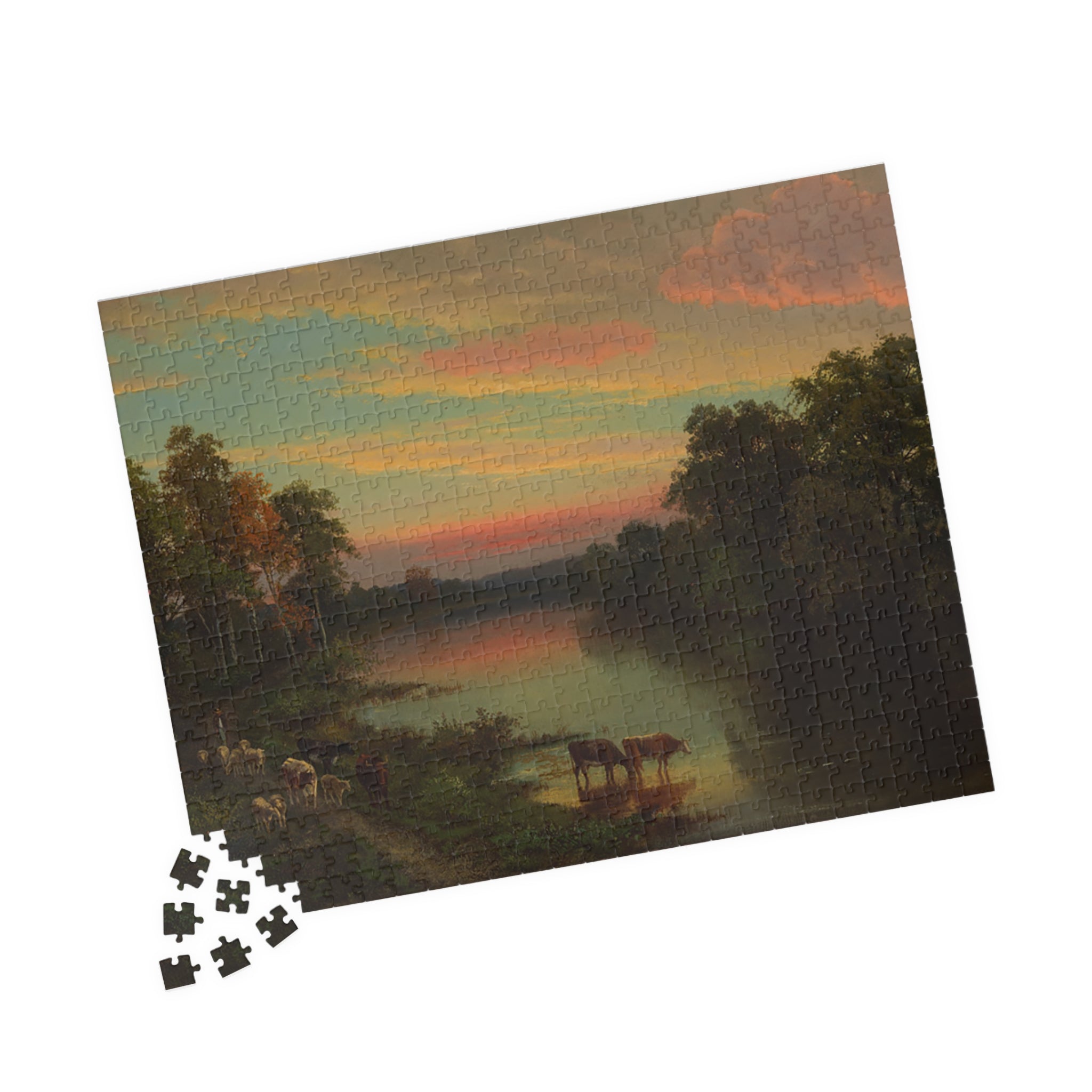 Jigsaw Puzzle - Sunset with Cows by John Frederick Kensett