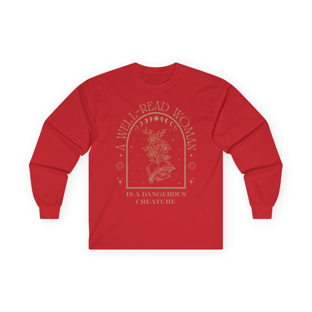 A Well-Read Woman Long Sleeve Tee | Literary Gift, Book Lover Apparel, Women's Empowerment Shirt, Cozy Reading Top, Feminist Fashion
