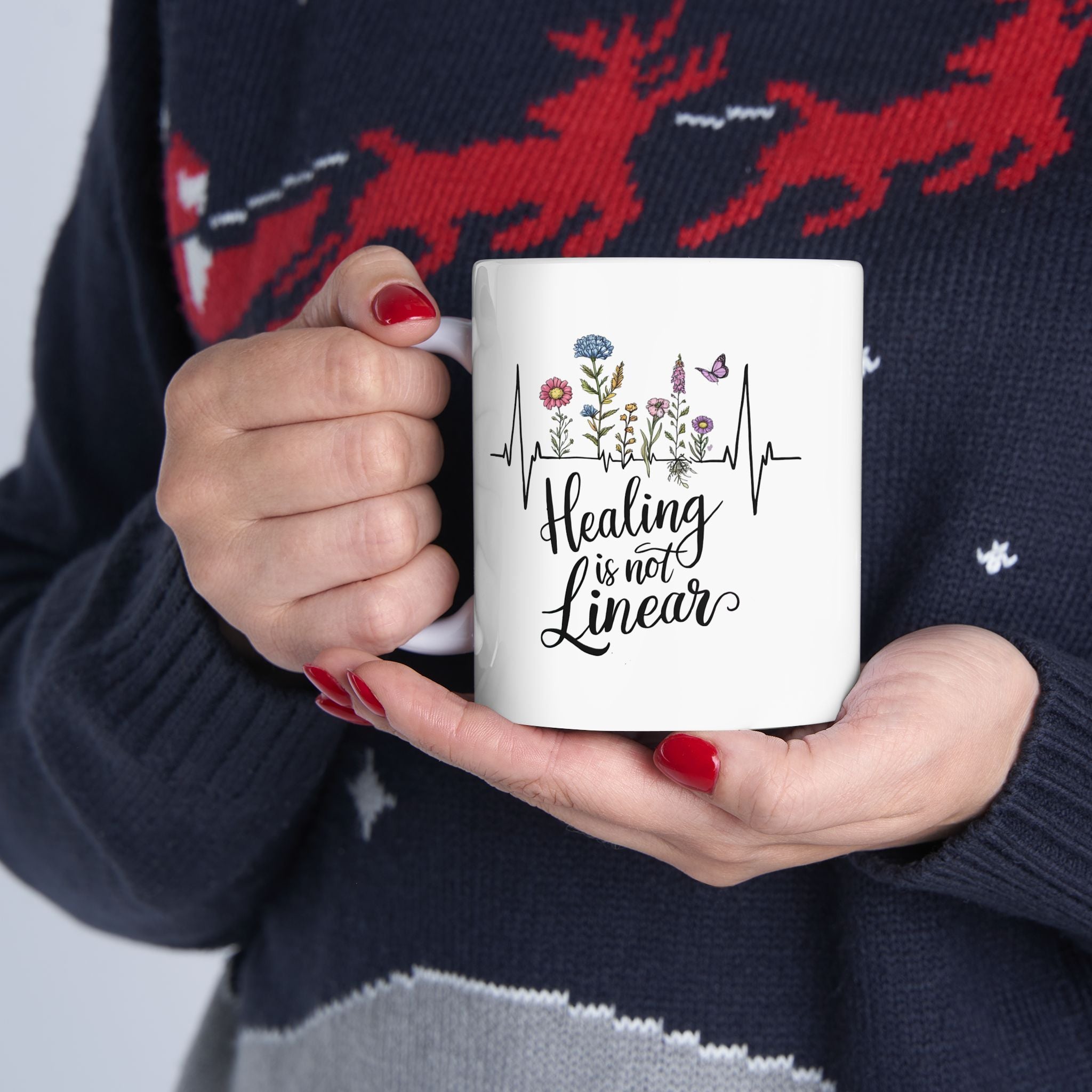 Mental Health Healing is not Linear Coffee Mug 11oz 15oz