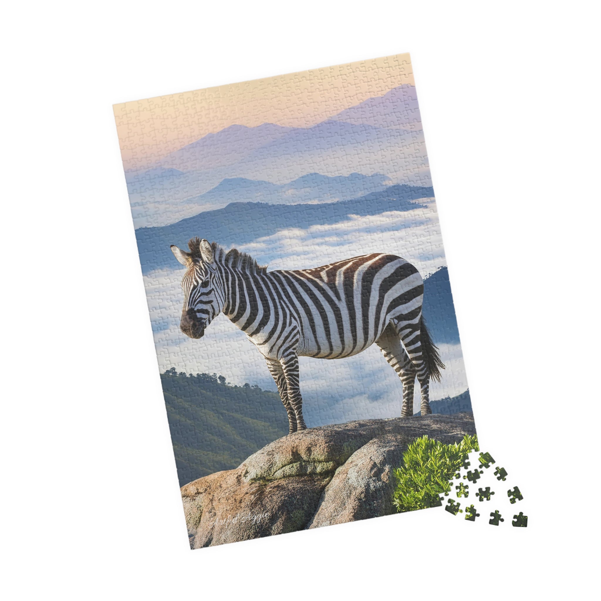 Jigsaw Puzzle - Zebra on the Lam Mountaintop Scene