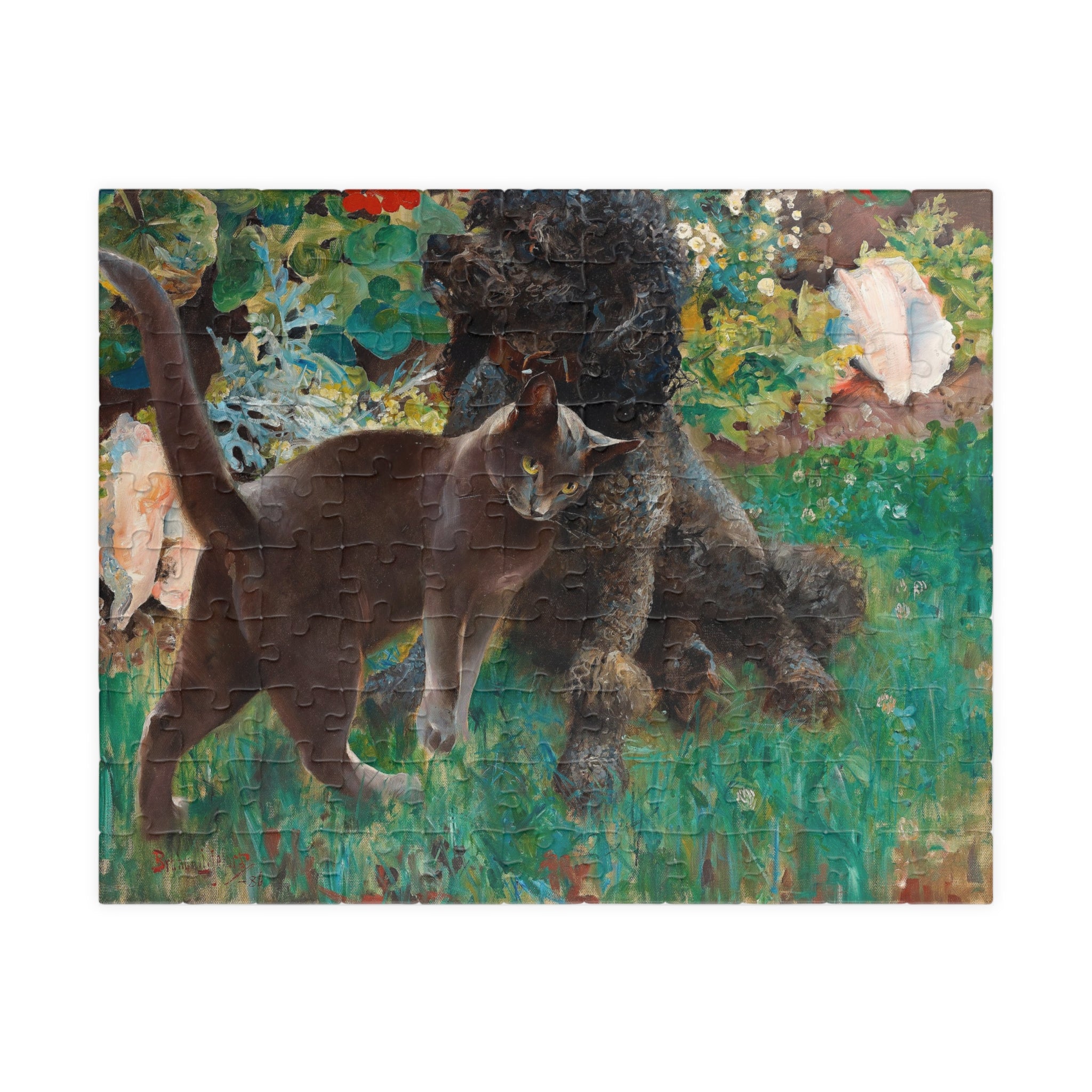 Jigsaw Puzzle - Cat and Dog in Garden