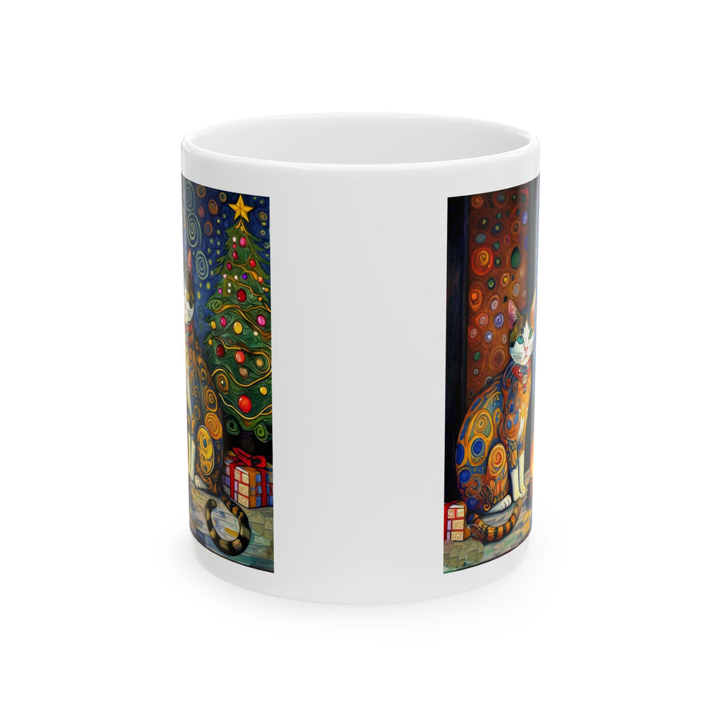 Mug - Colorful Christmas Cats Yule Fire Klimt Style