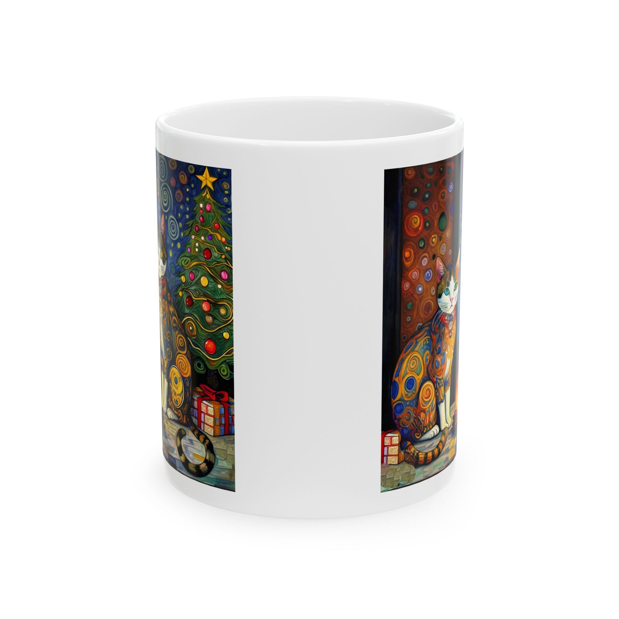 Mug - Colorful Christmas Cats Yule Fire Klimt Style