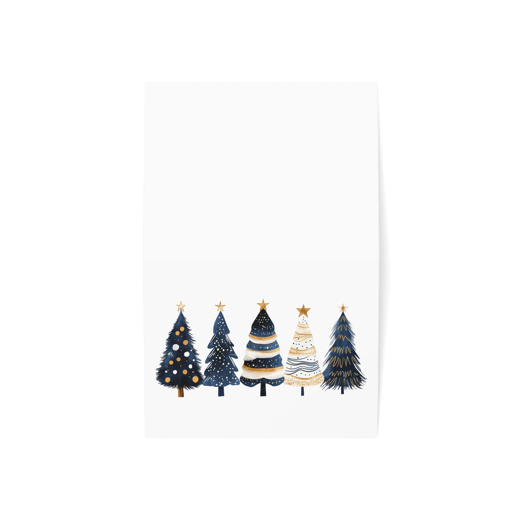 Christmas Greeting Cards - Blue Christmas Trees - 1, 10, 30, 50pcs