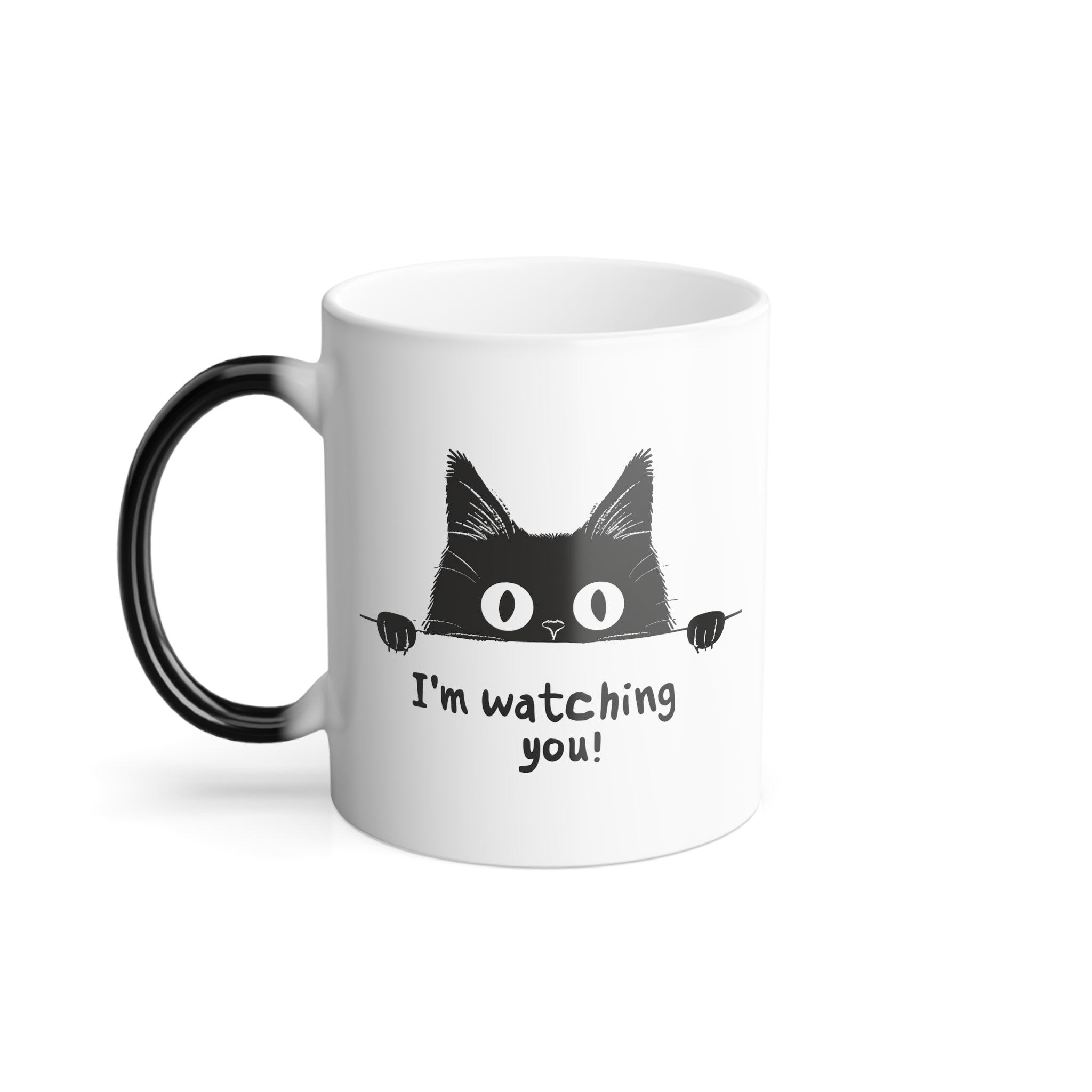 Peeking Black Cat Magic Mug – “I’m Watching You” Color Changing Coffee Cup (11oz)