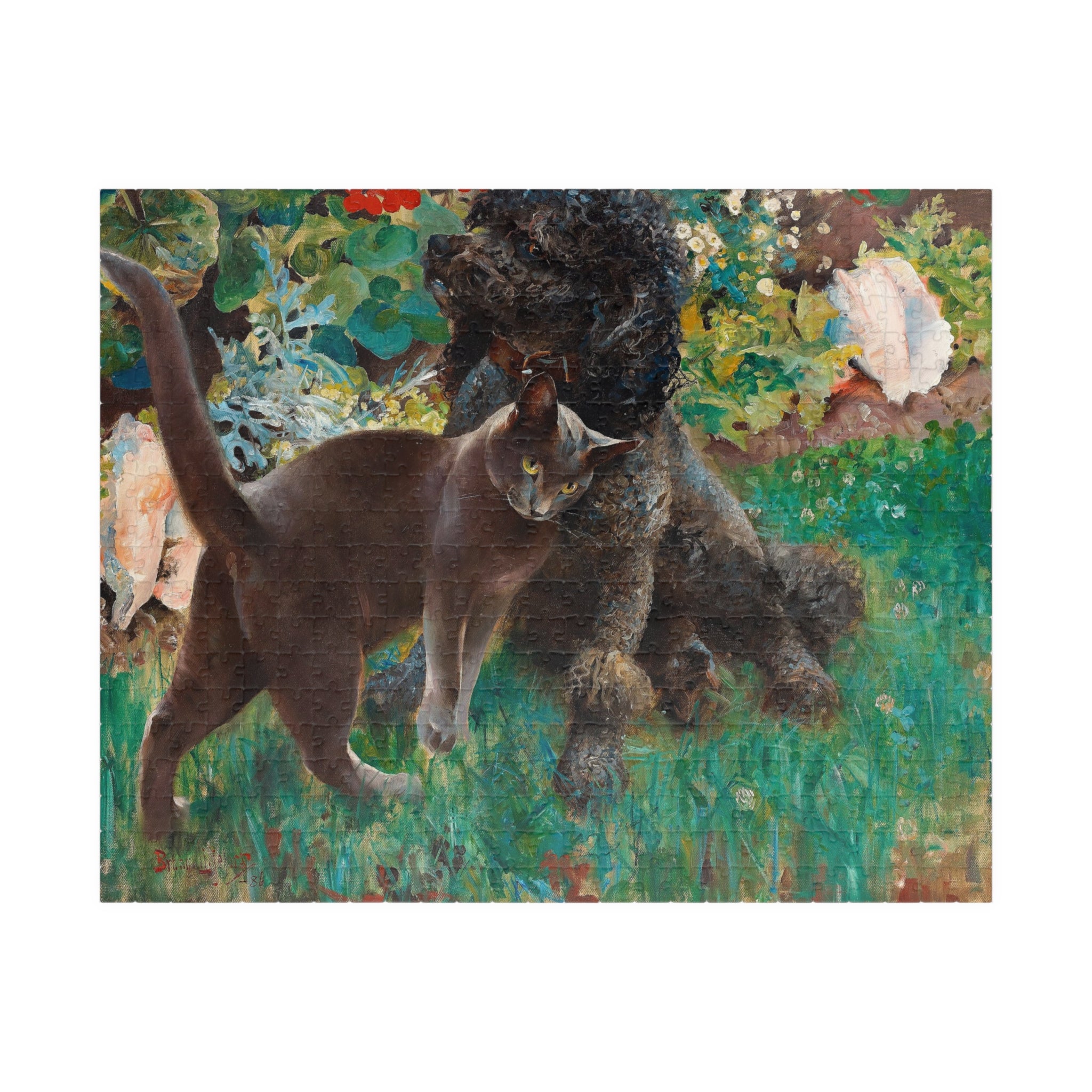 Jigsaw Puzzle - Cat and Dog in Garden